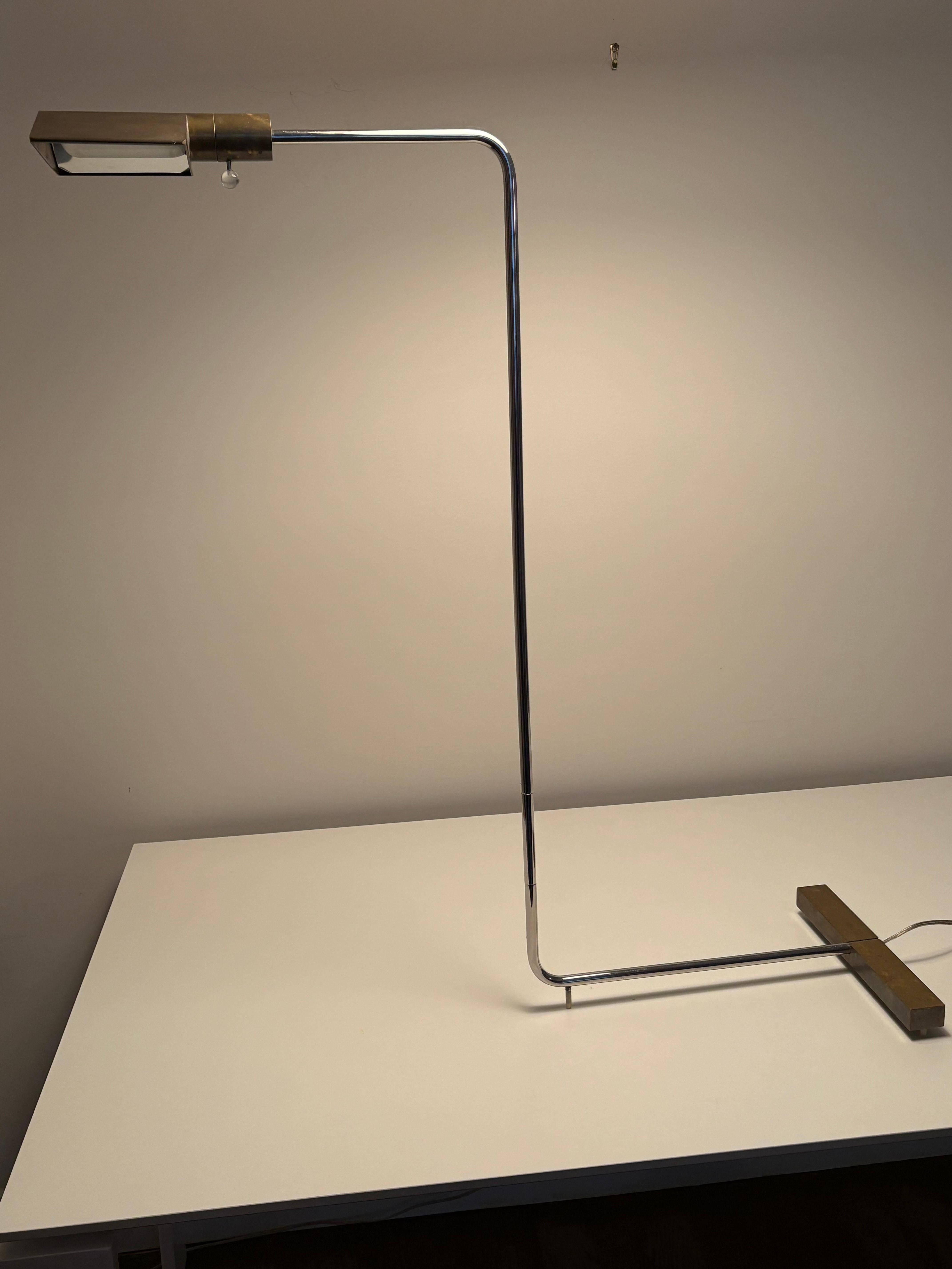 Cedric Hartman Bronze and Chrome Floor Lamp For Sale 1