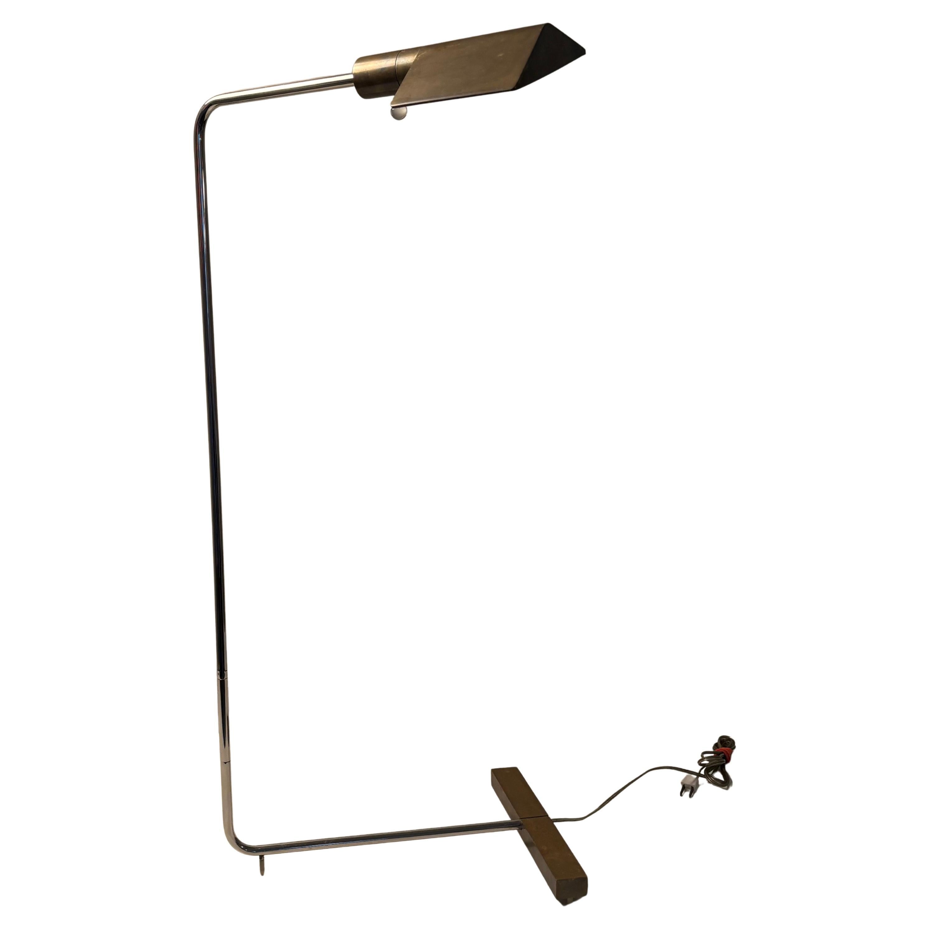 Cedric Hartman Bronze and Chrome Floor Lamp For Sale