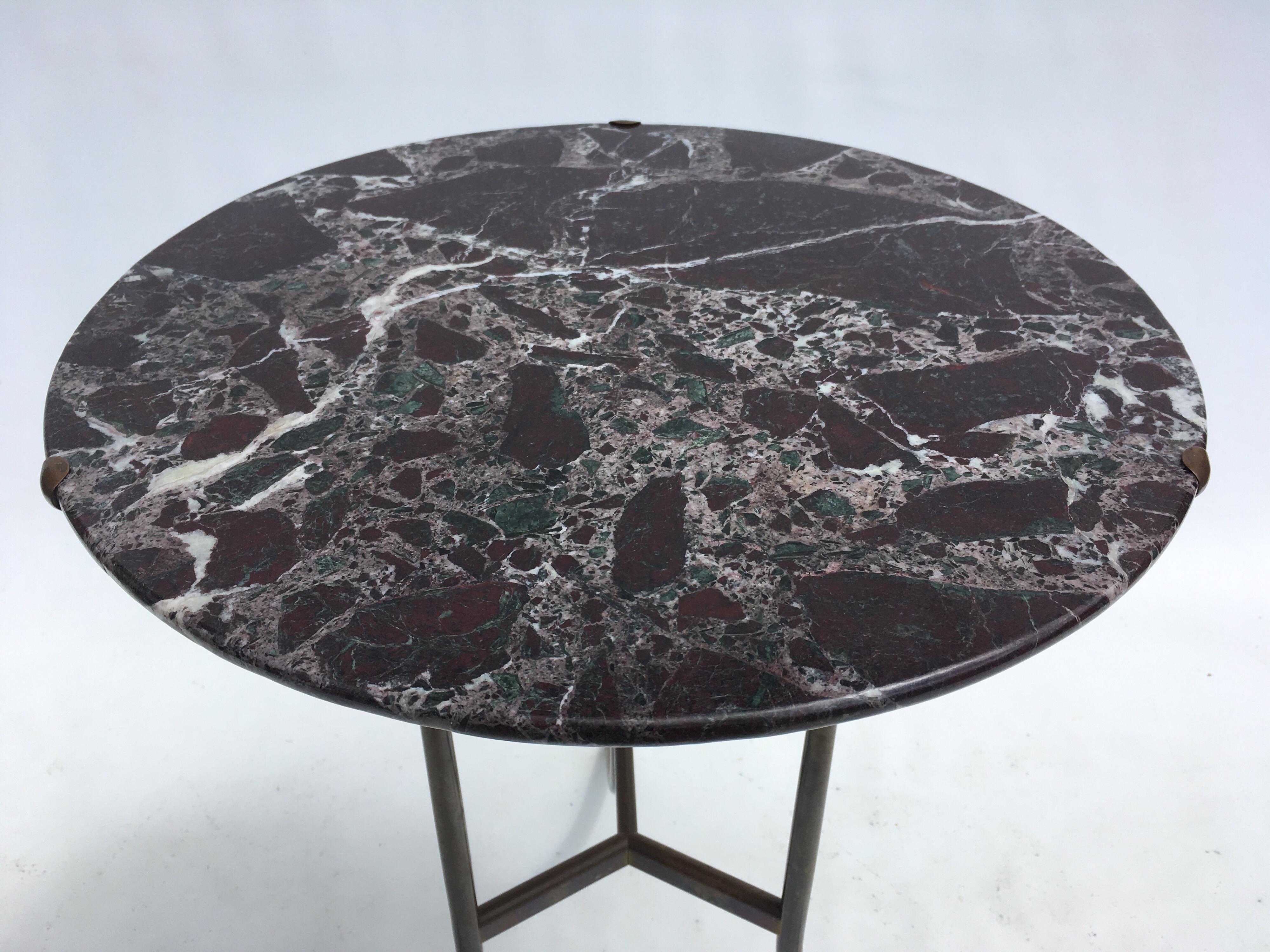 Cedric Hartman Bronze and Marble Side Table 4