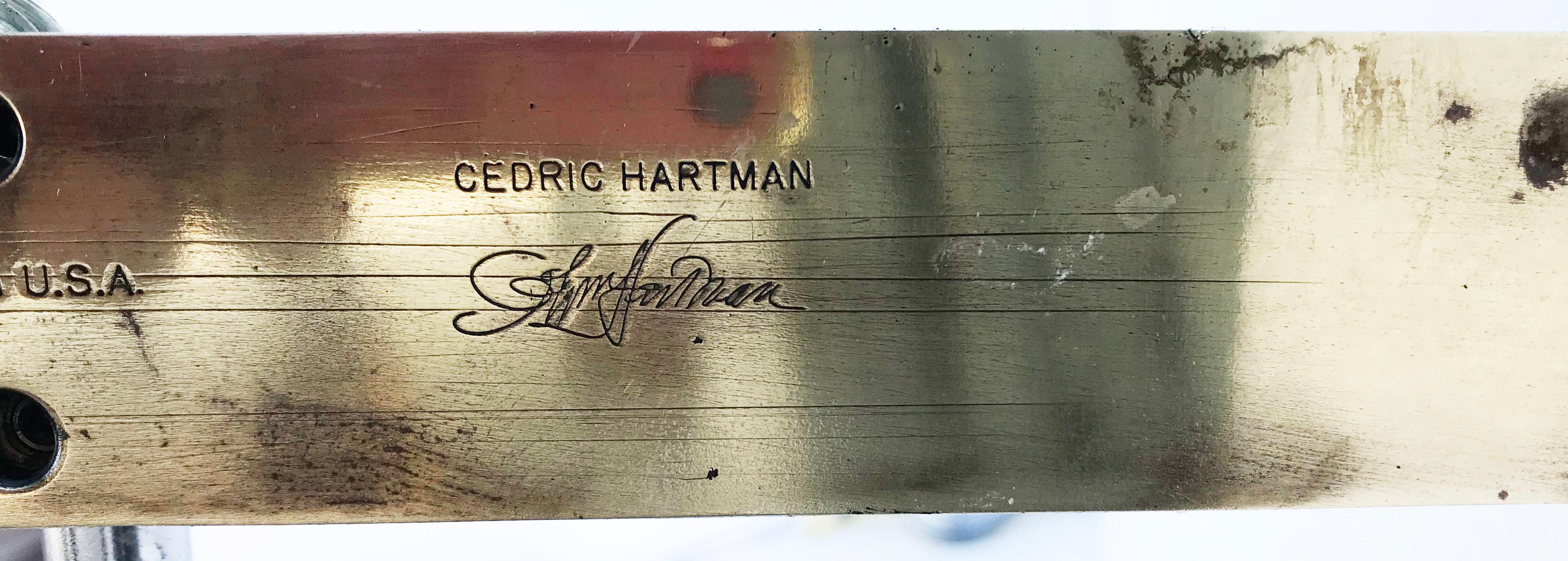 Late 20th Century Cedric Hartman Mid-Century Modern Bronze & Chrome Floor Lamp, Signed