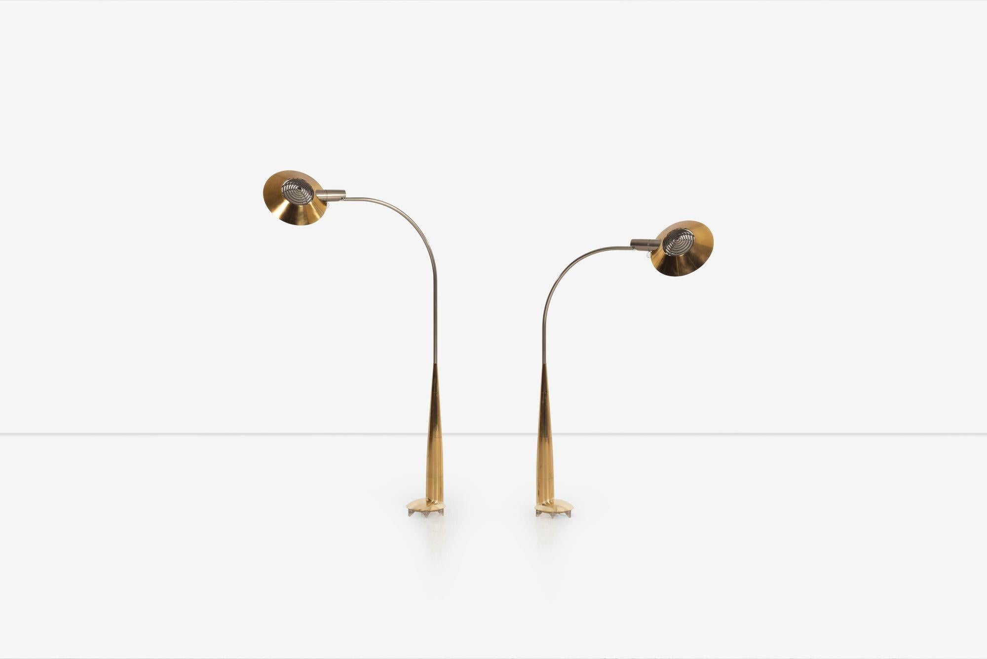 Américain Lampadaires à profil bas Cedric Hartman en laiton massif 1978 en vente