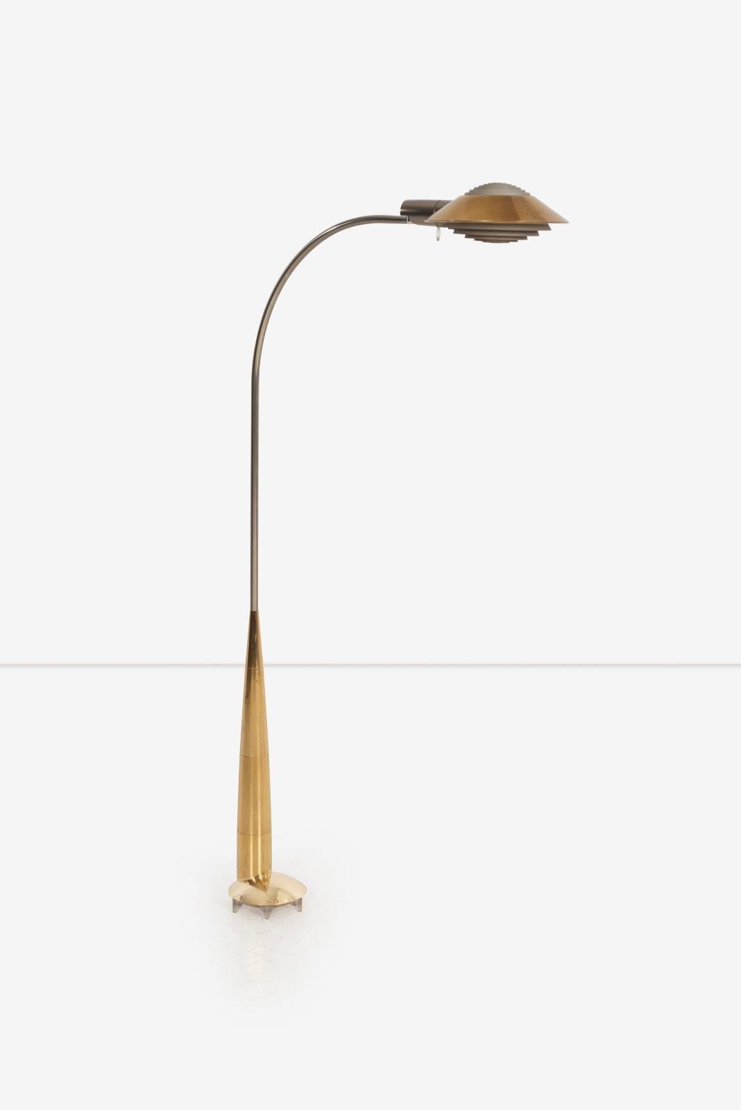 Poli Lampadaires à profil bas Cedric Hartman en laiton massif 1978 en vente