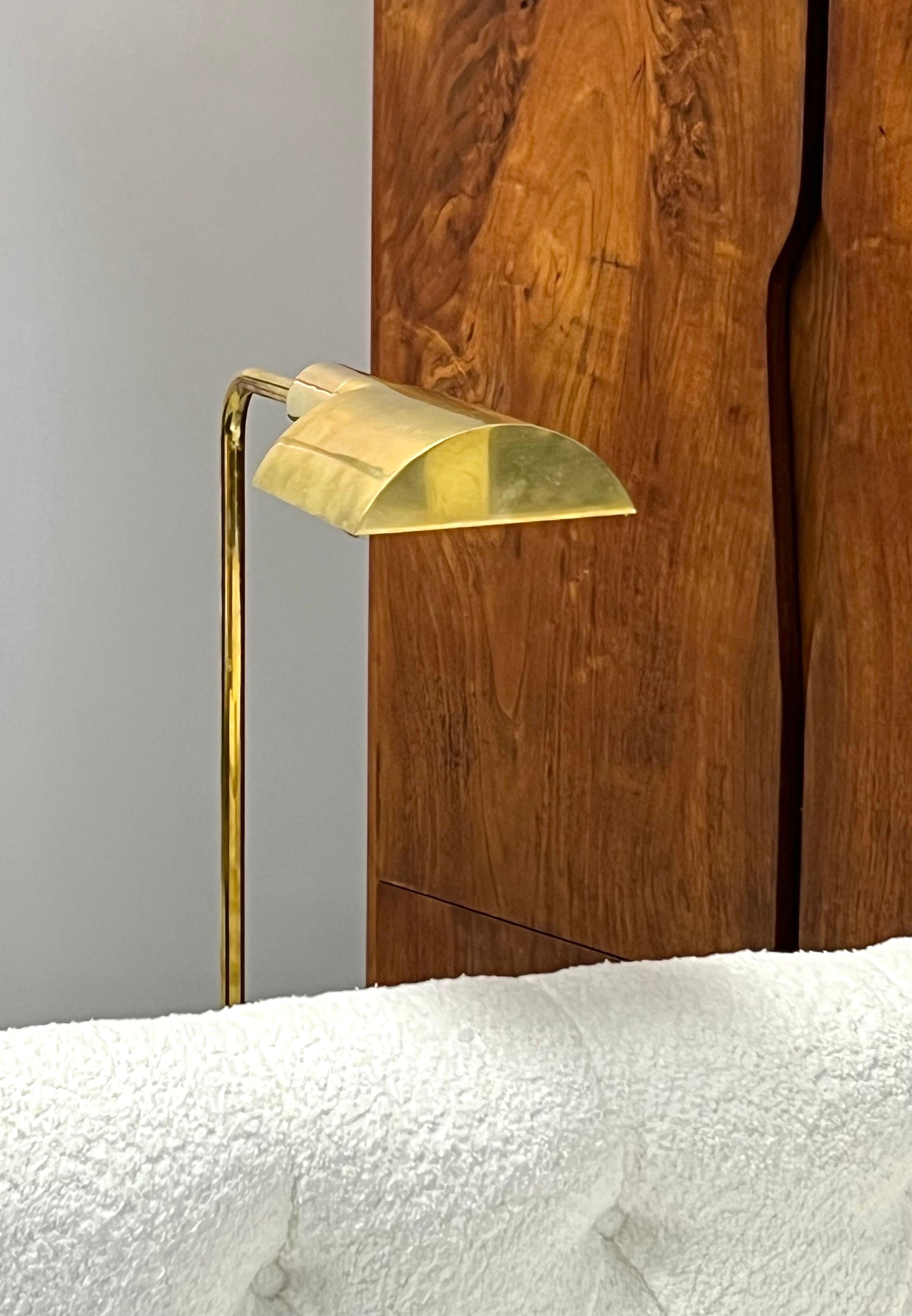 Cedric Hartman Low Profile Luminaire, Brass Floor Lamp 1960s 1
