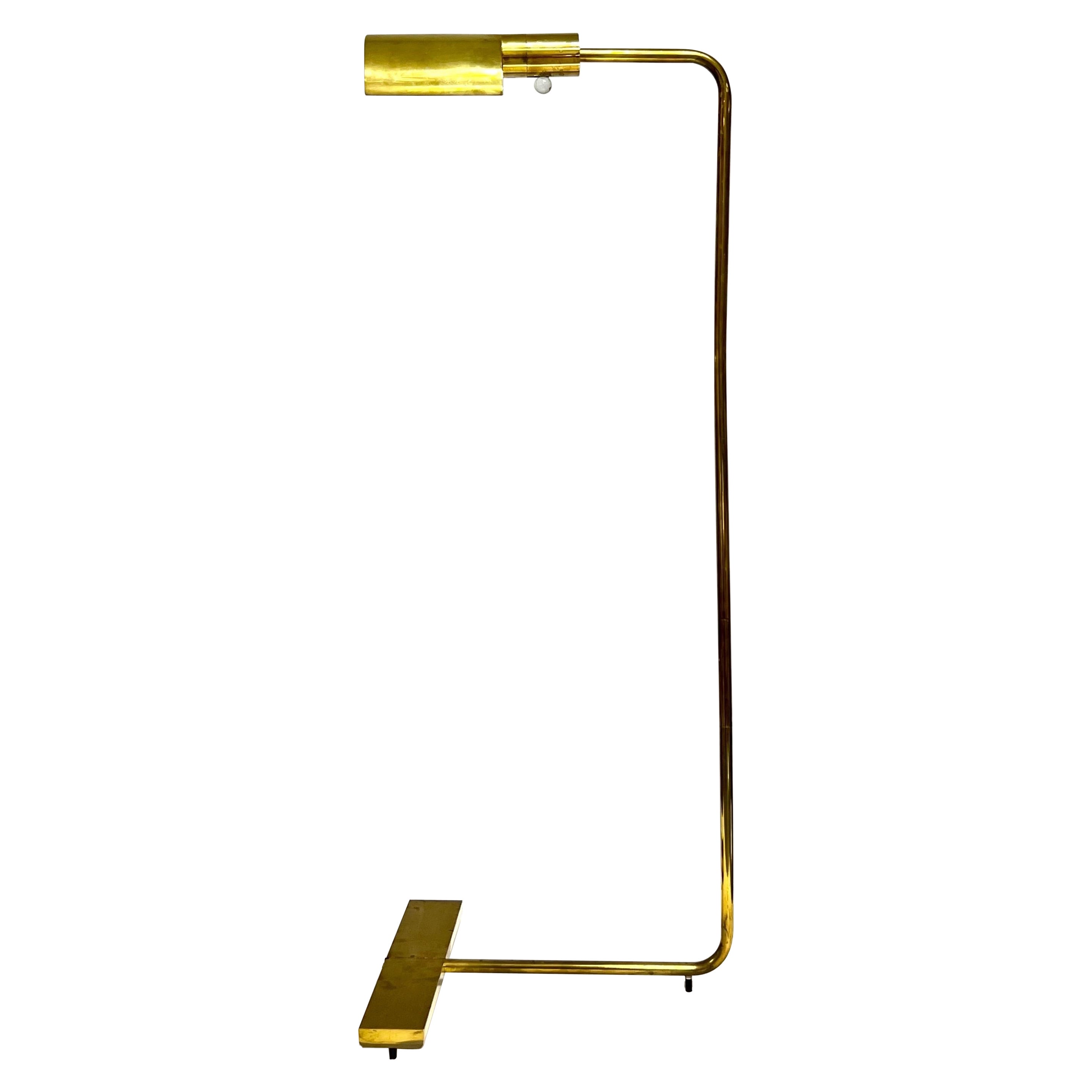 Cedric Hartman Low Profile Luminaire, Brass Floor Lamp 1960s