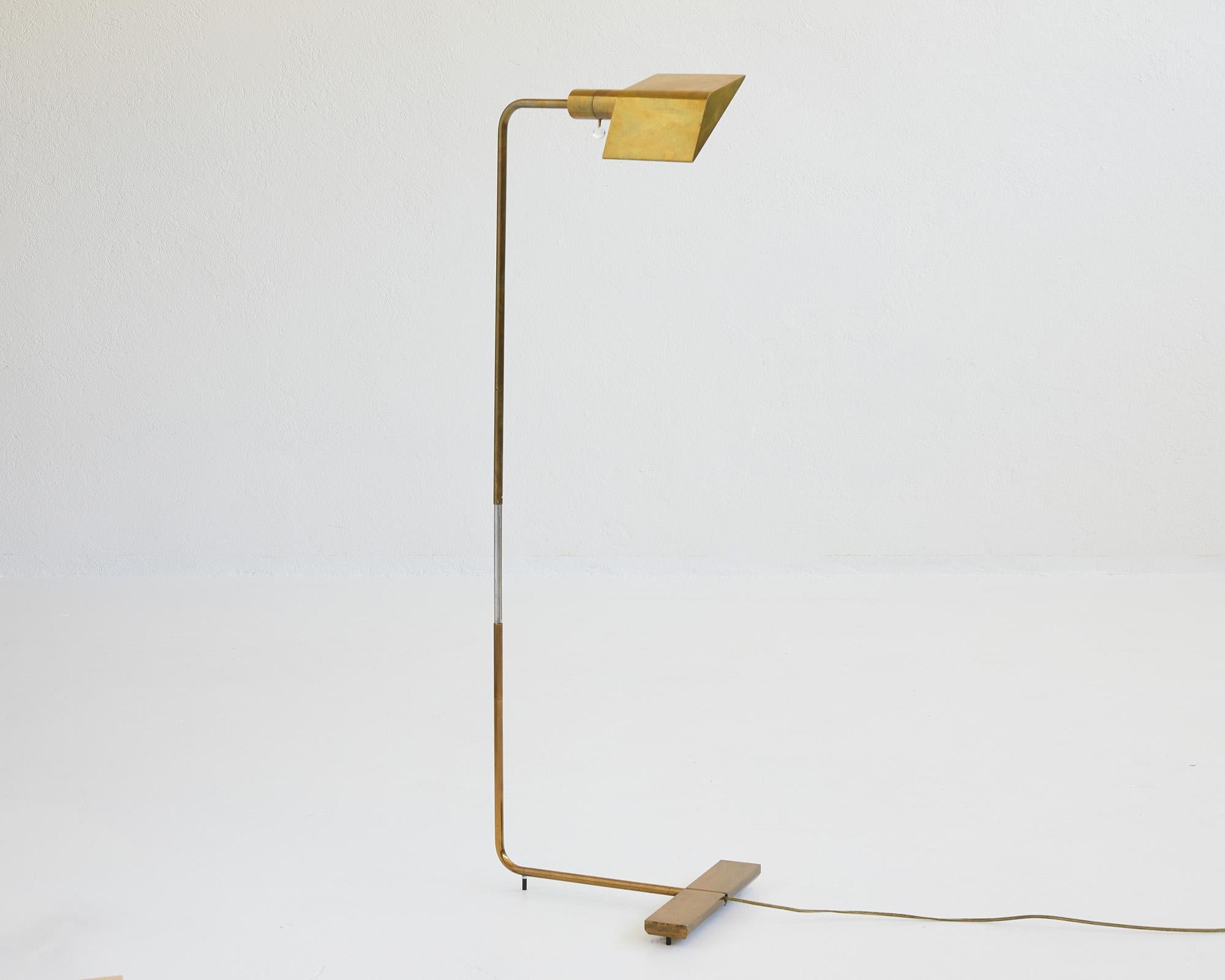 Mid-Century Modern Cedric Hartman Low Profile Luminaire, Brass Floor Lamp, Model 1uwv, 1967