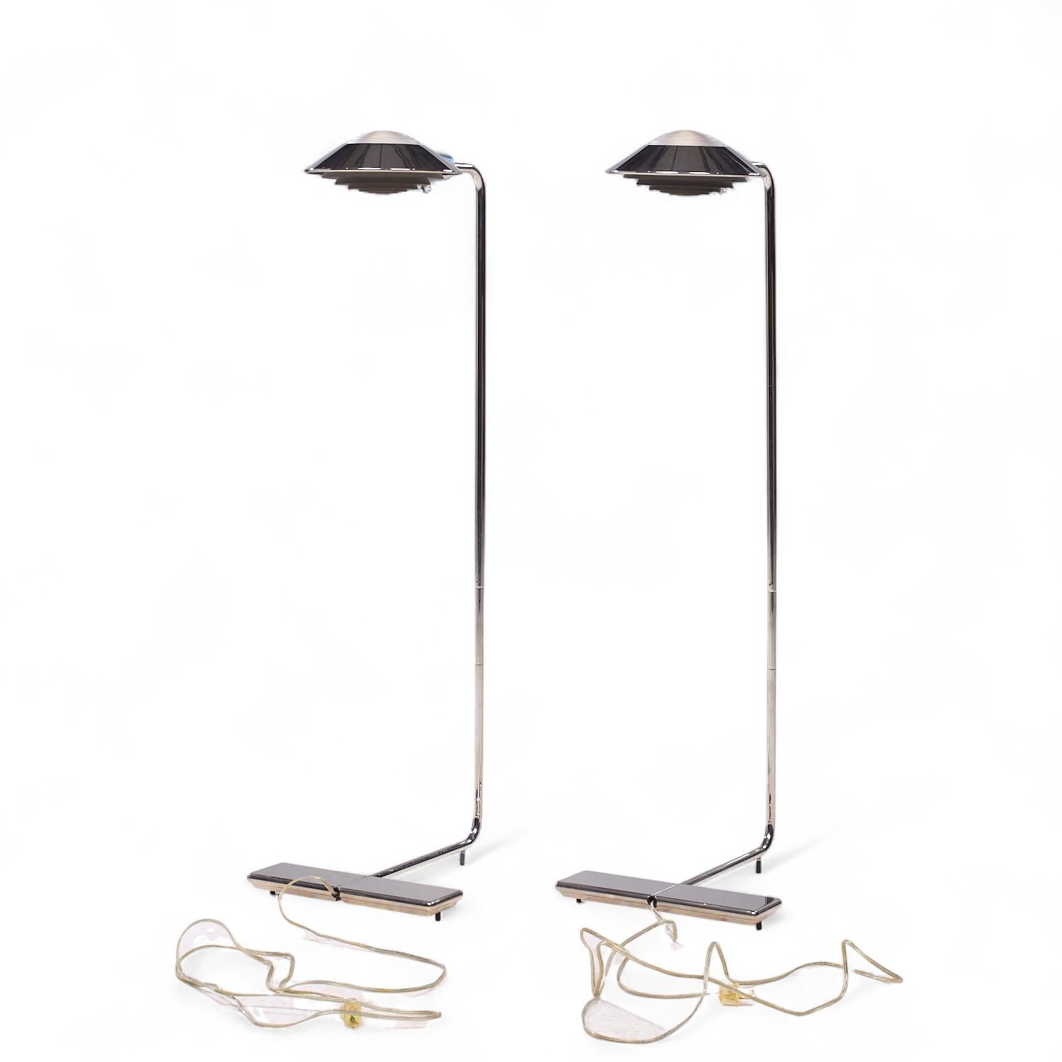 Mid-Century moderno Cedric Hartman - Lampade da terra cromate del Medio Secolo - Coppia