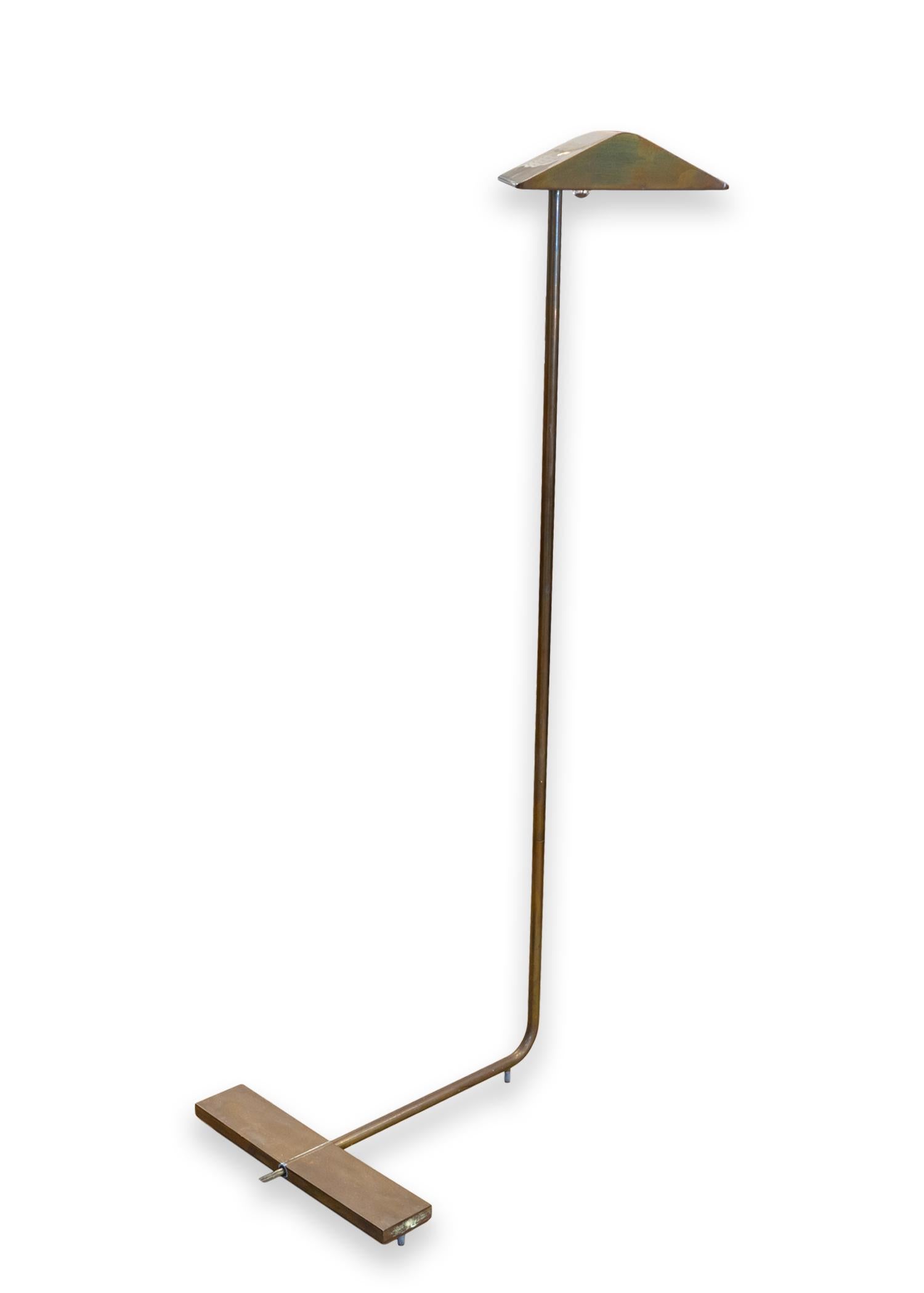 Mid-Century Modern Cedric Hartman Mid Century Signed Brass Adjustable Dimming Reading Floor Lamp