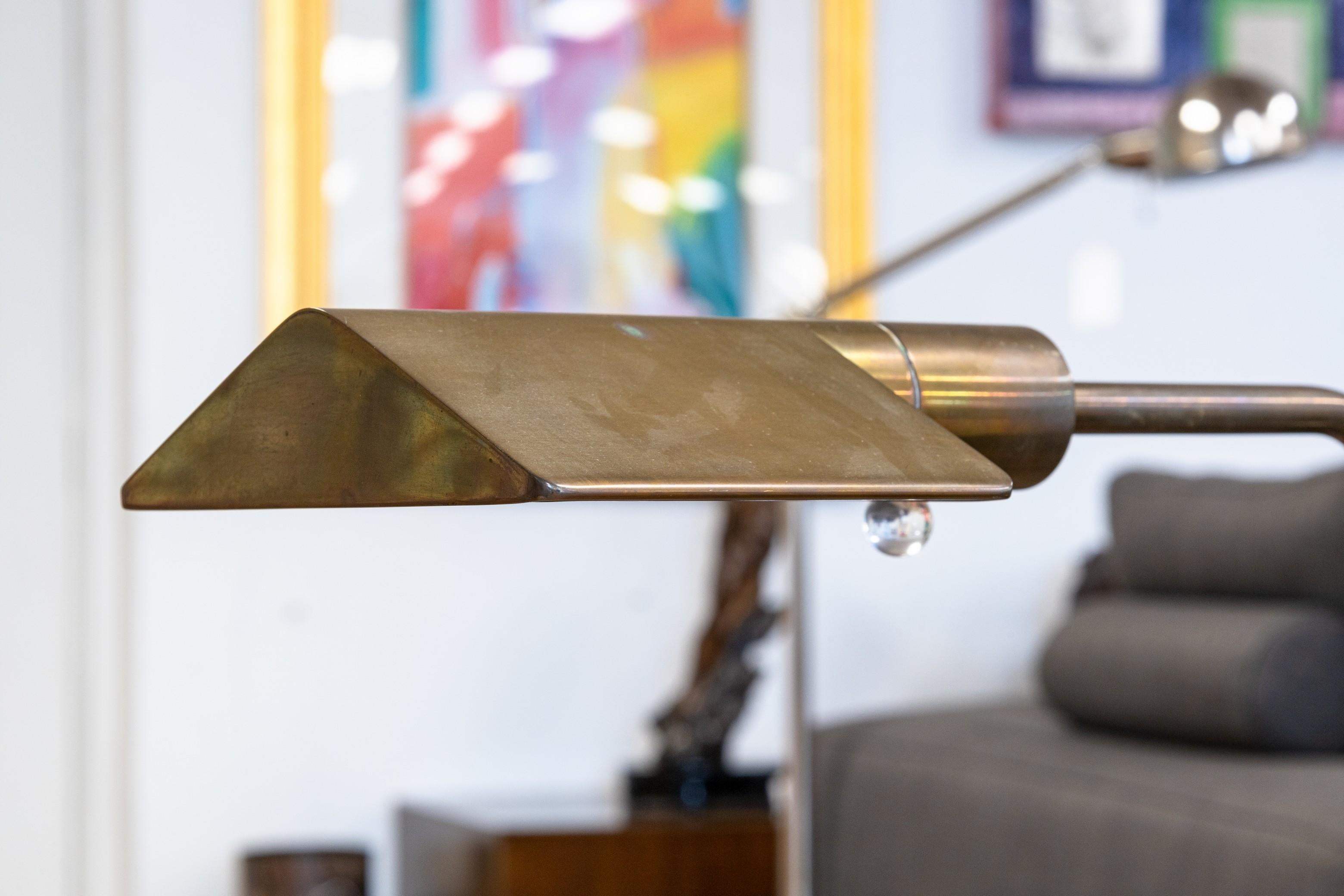 Cedric Hartman Mid Century Signed Brass Adjustable Dimming Reading Floor Lamp 1