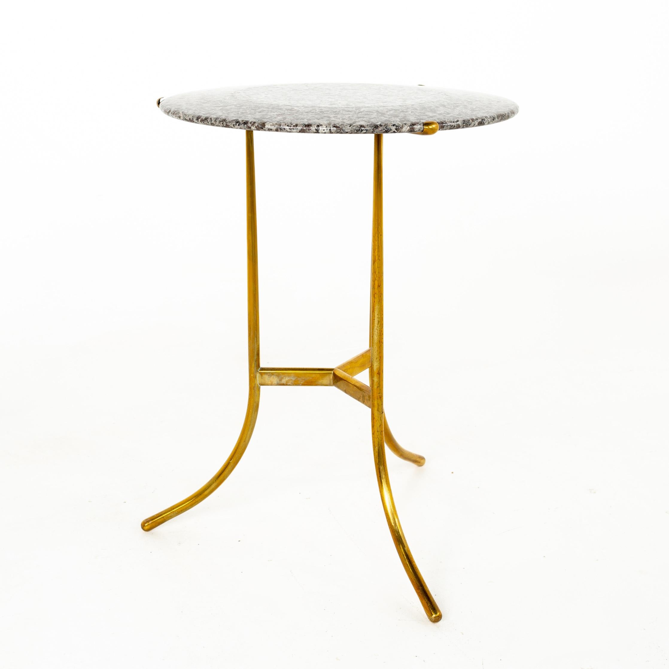 Cedric Hartman Mid Century brass and marble side end table
This table measures: 17 wide x 17 deep x 23.75 inches high

This price includes getting this piece in what we call restored vintage condition. That means the piece is permanently fixed upon