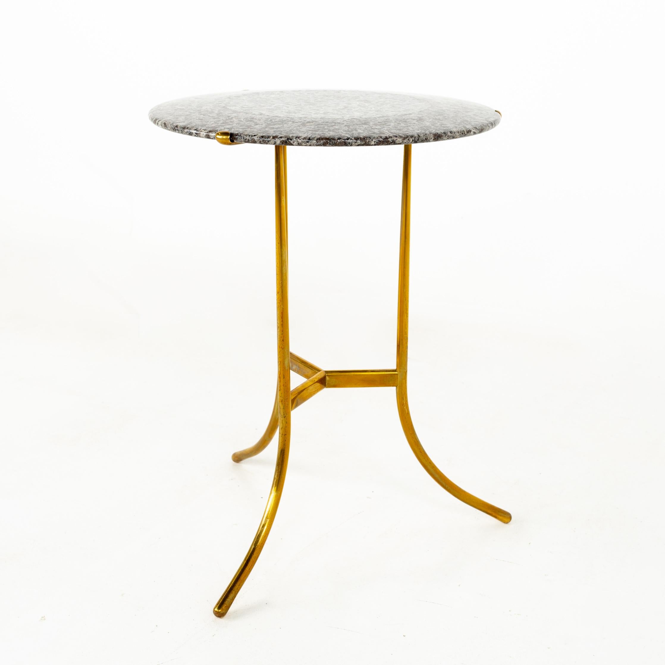 Mid-Century Modern Cedric Hartman Mid Century Brass and Marble Side End Table For Sale