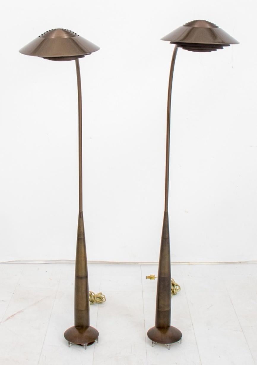 Cedric Hartman (American, b. 1929) pair of bronze model '91 CO' floor lamps, designed 1978, each with weighted base signed 