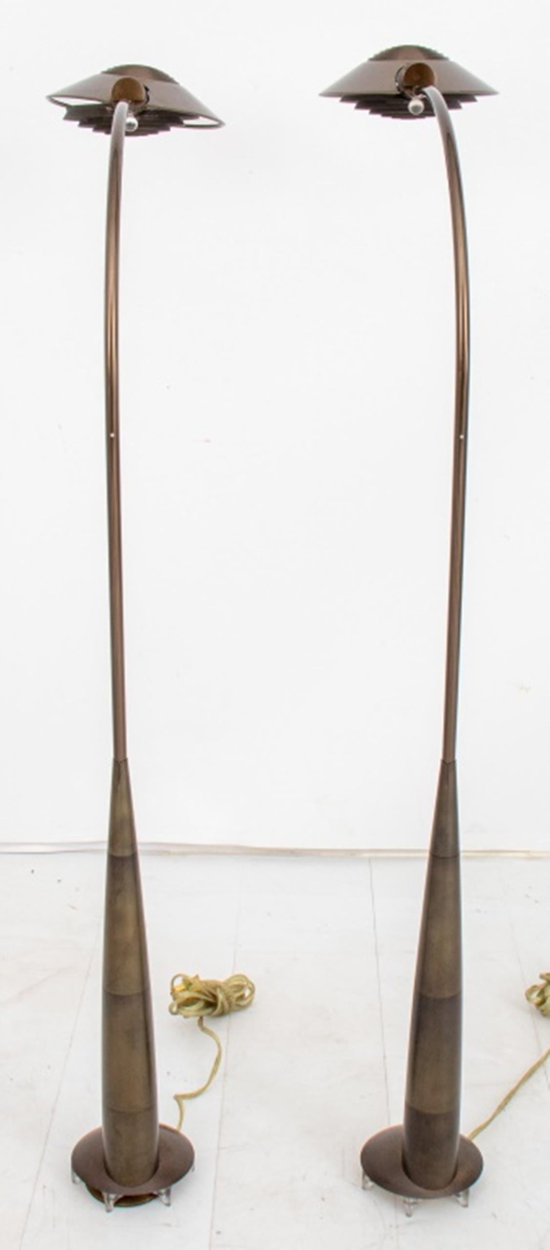Cedric Hartman Model 91 CO Bronze Floor Lamps, Pair 2
