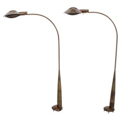 Cedric Hartman Model 91 CO Bronze Floor Lamps, Pair