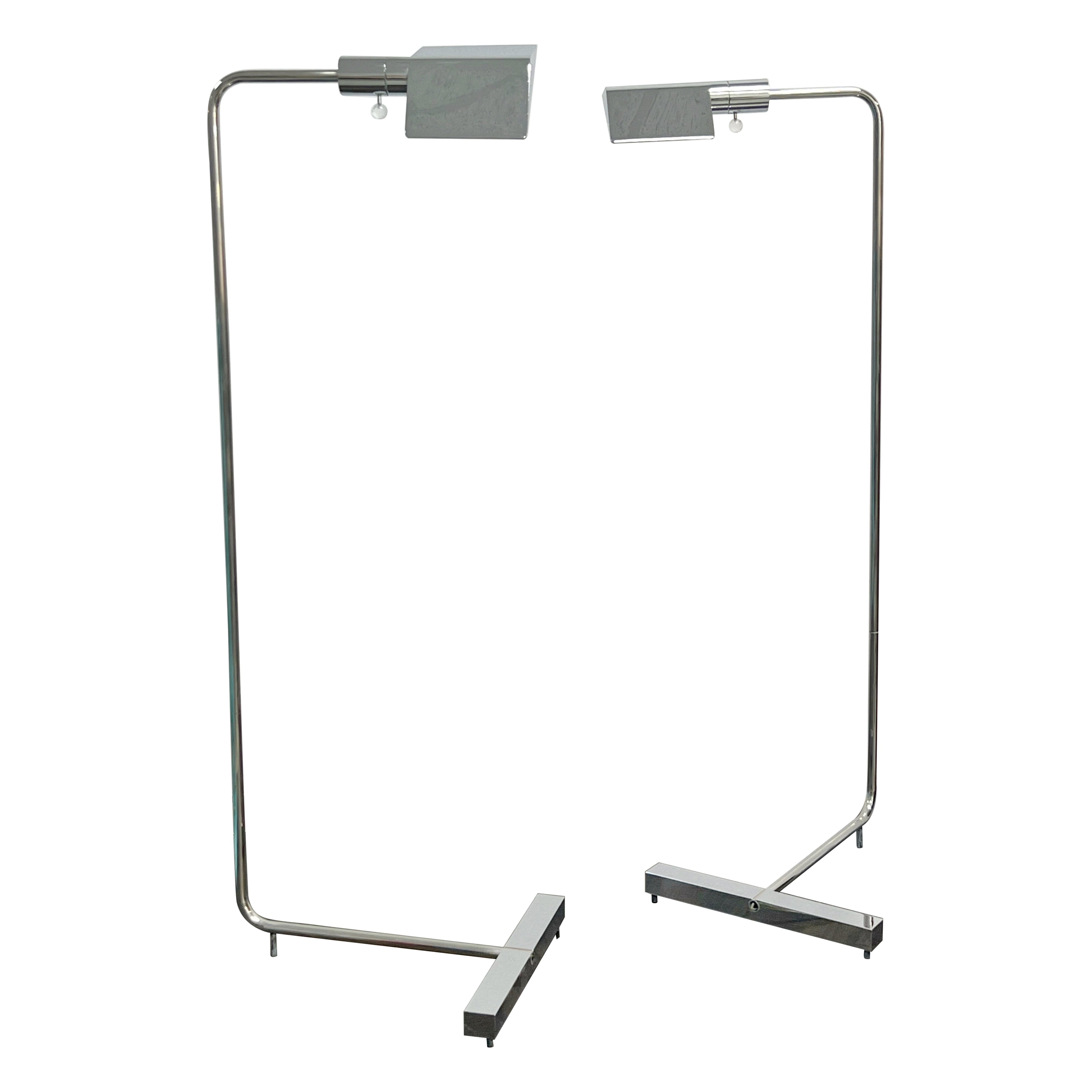 Cedric Hartman Pair of Floor Lamps Chrome 1970s