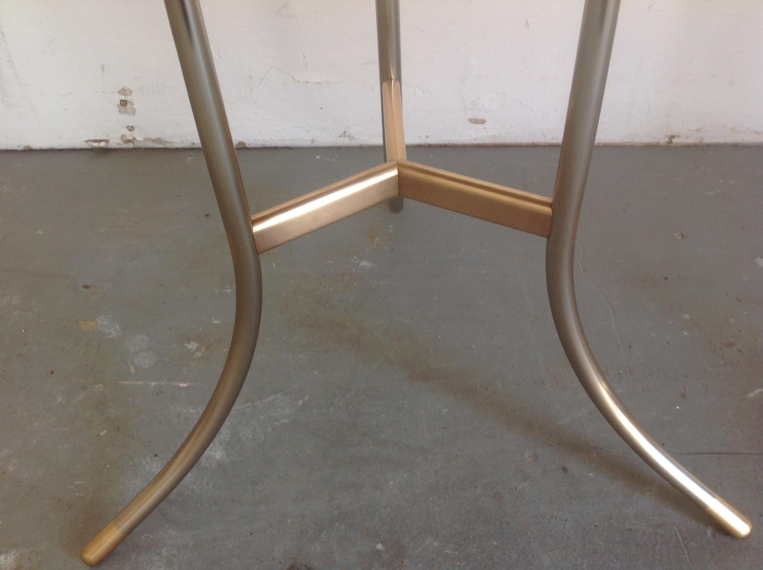 American Cedric Hartman Pair of Granite and Mixed Metal Side Tables For Sale