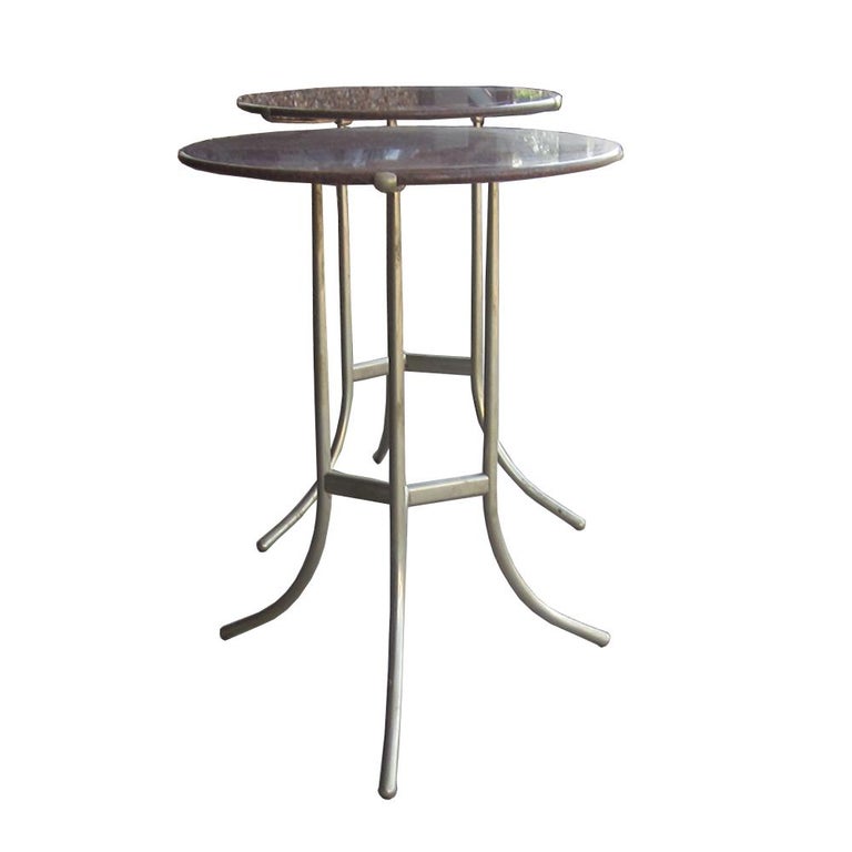 Mid-Century Modern Cedric Hartman Pair of Granite Side Tables For Sale