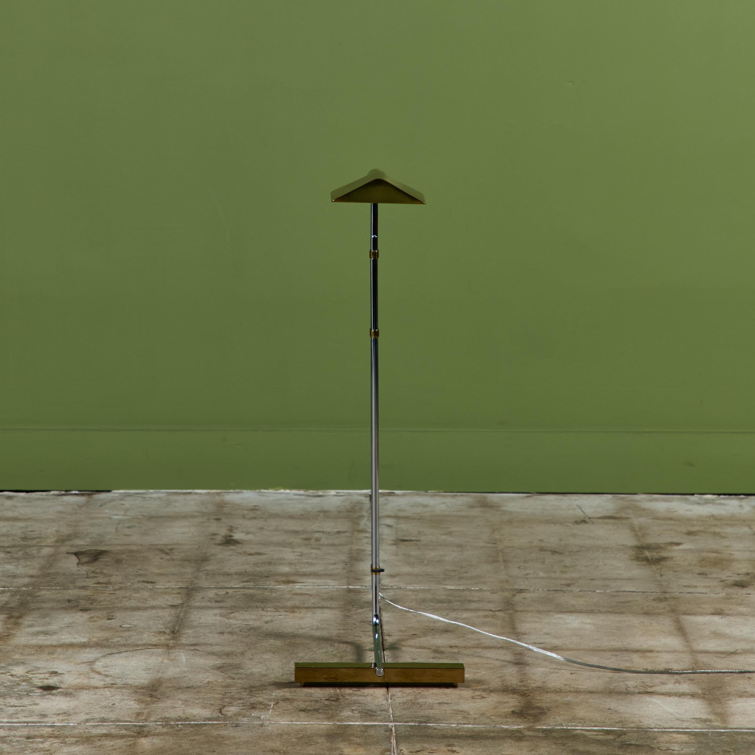 Américain Lampadaire de bar parallèle en laiton et acier inoxydable Cedric Hartman en vente