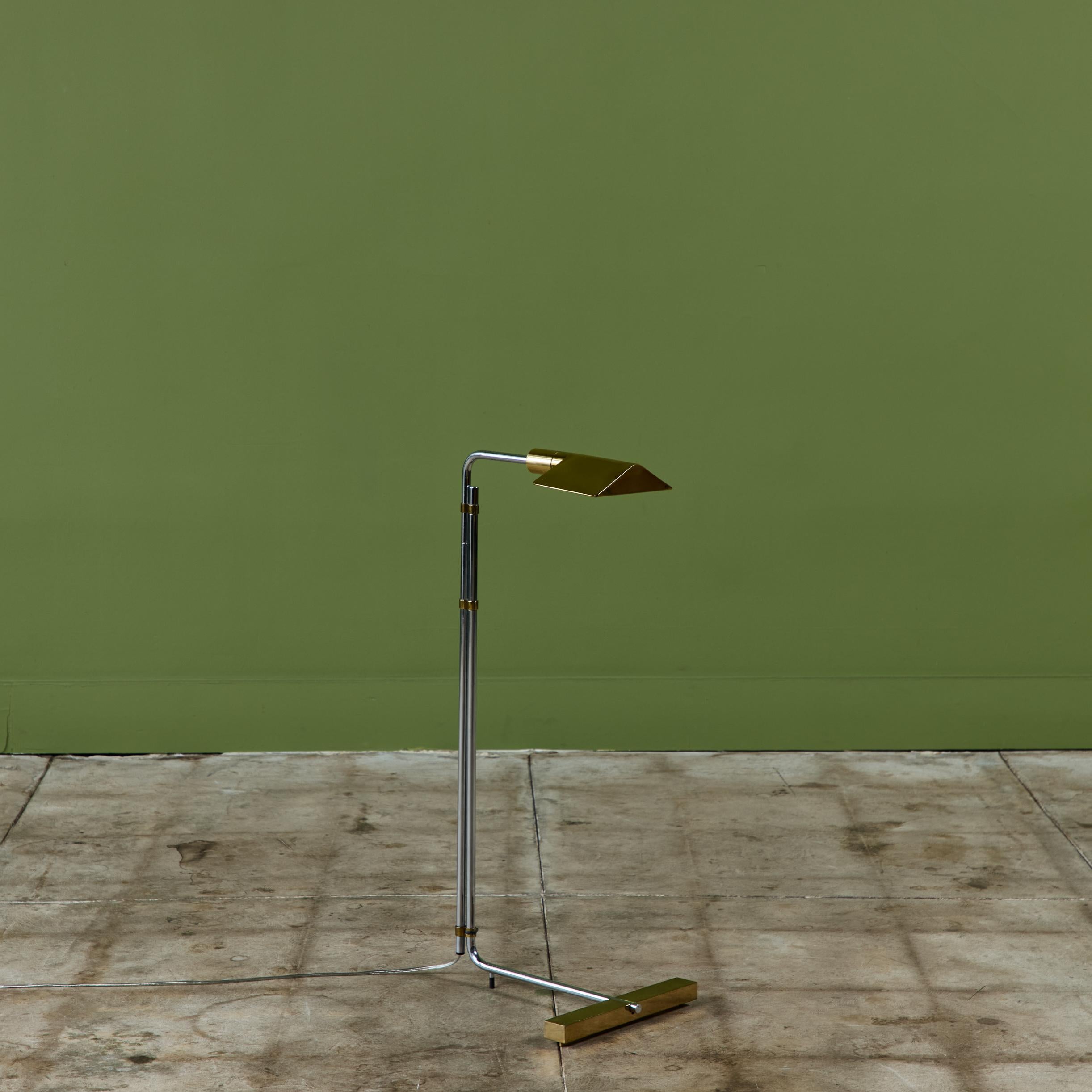 Laiton Lampadaire de bar parallèle en laiton et acier inoxydable Cedric Hartman en vente