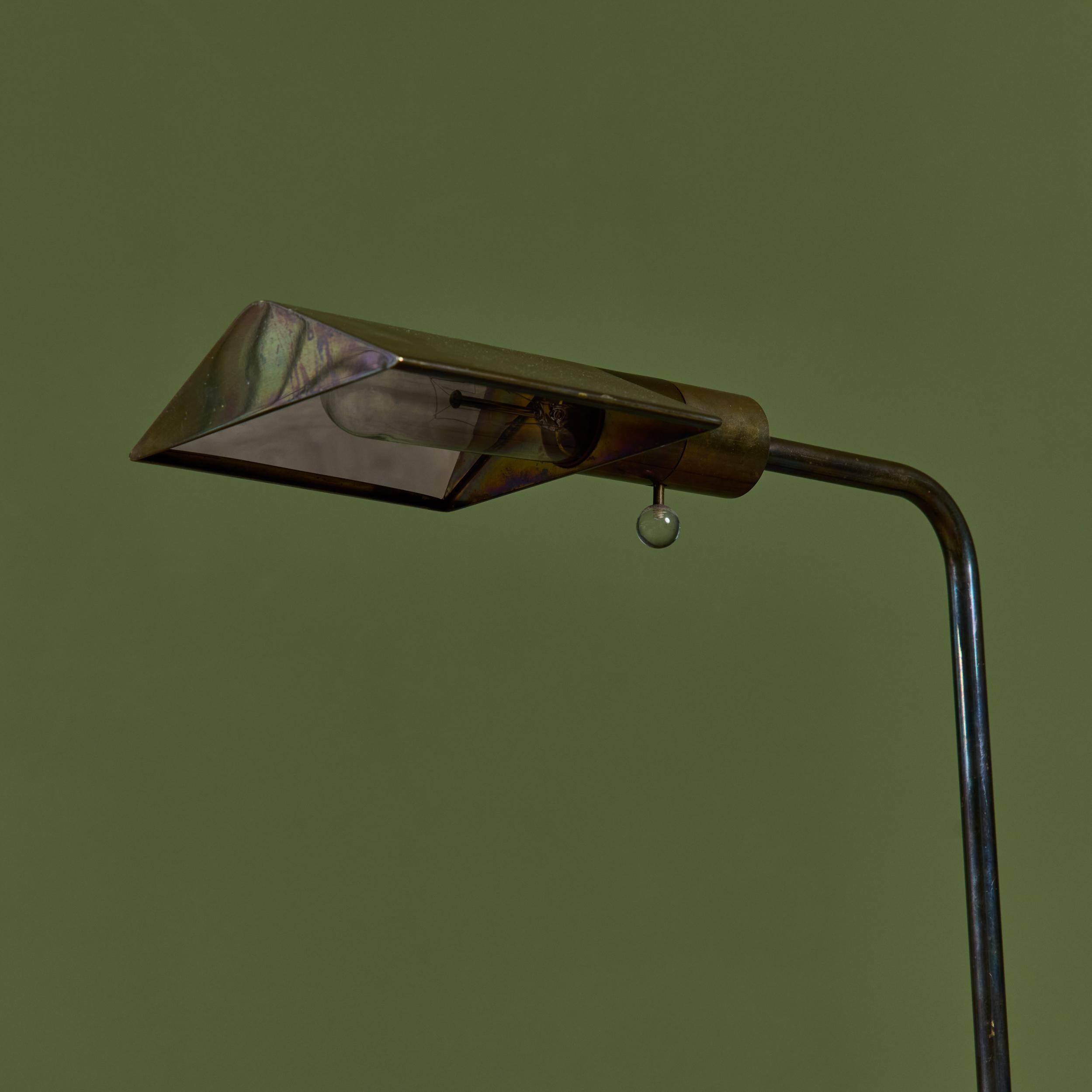 Mid-Century Modern Cedric Hartman Patinated Brass Floor Lamp For Sale