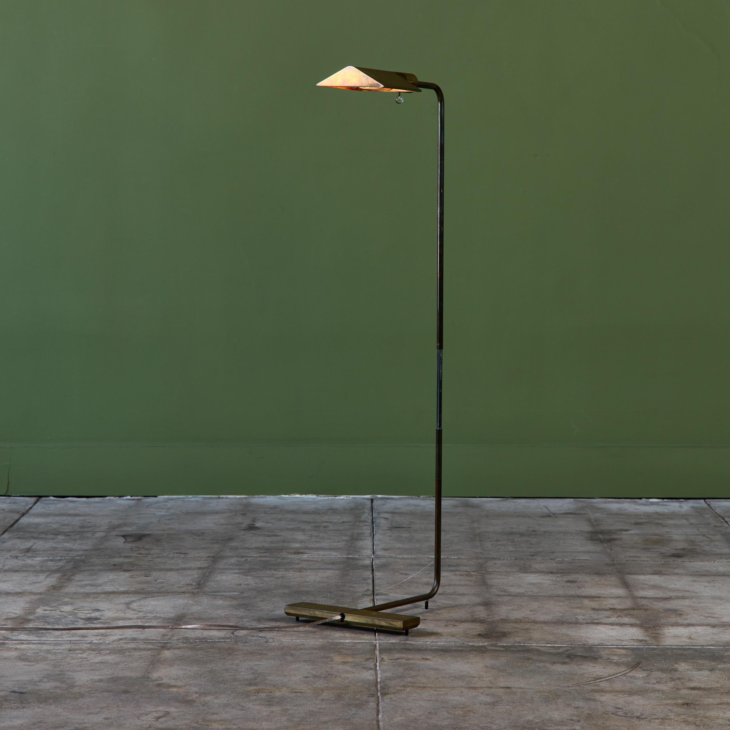 Cedric Hartman Patinated Brass Floor Lamp In Good Condition For Sale In Los Angeles, CA
