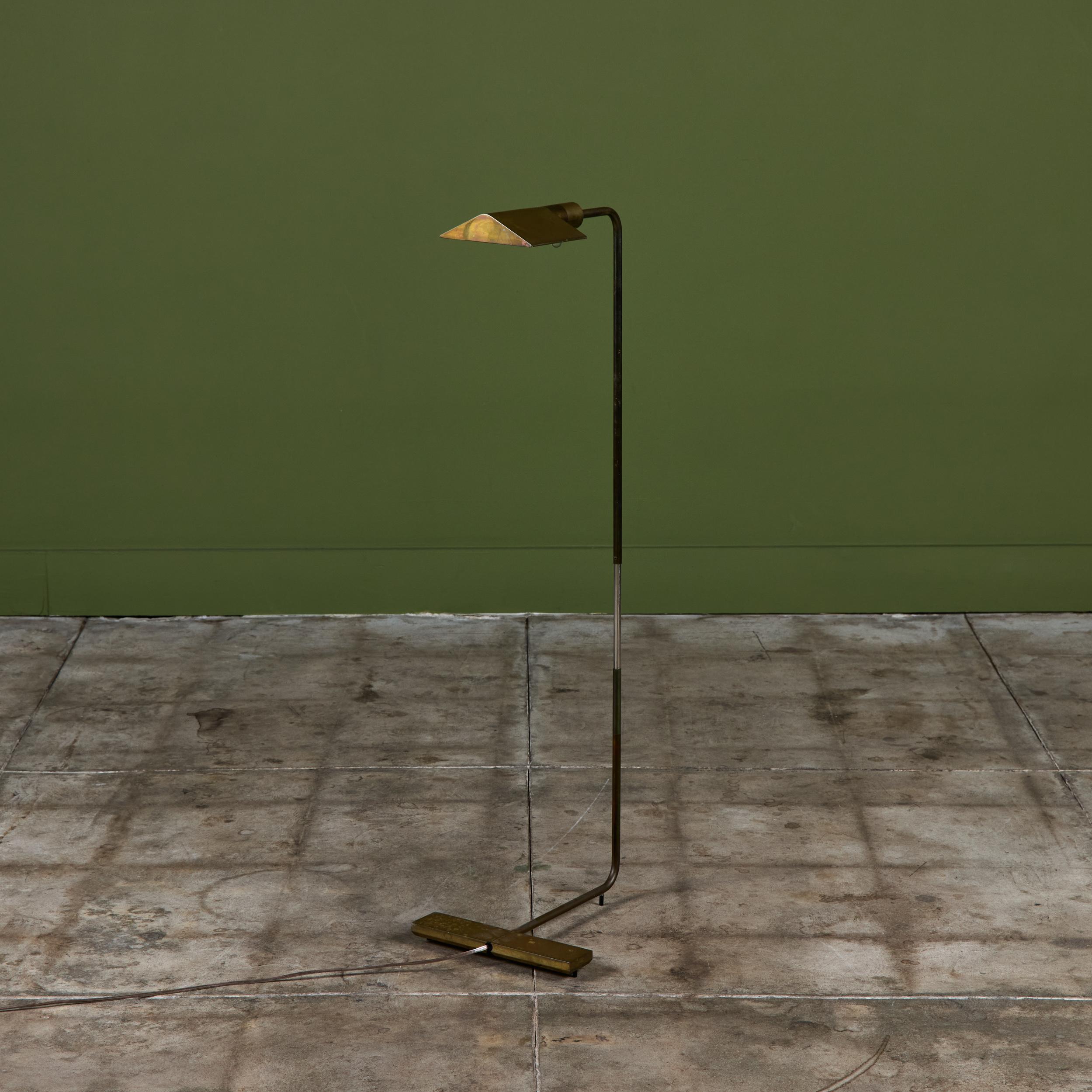 Late 20th Century Cedric Hartman Patinated Brass Floor Lamp For Sale