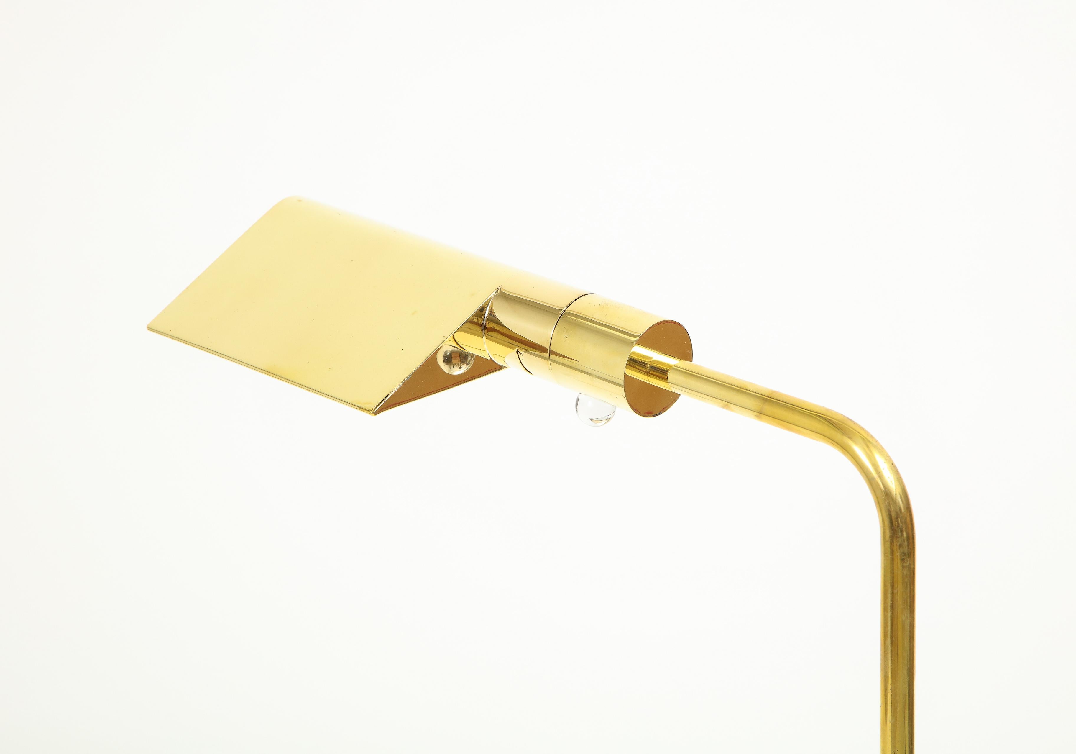 Late 20th Century Cedric Hartman Polished Brass Cantilever Swivel Brass Reading Lamp