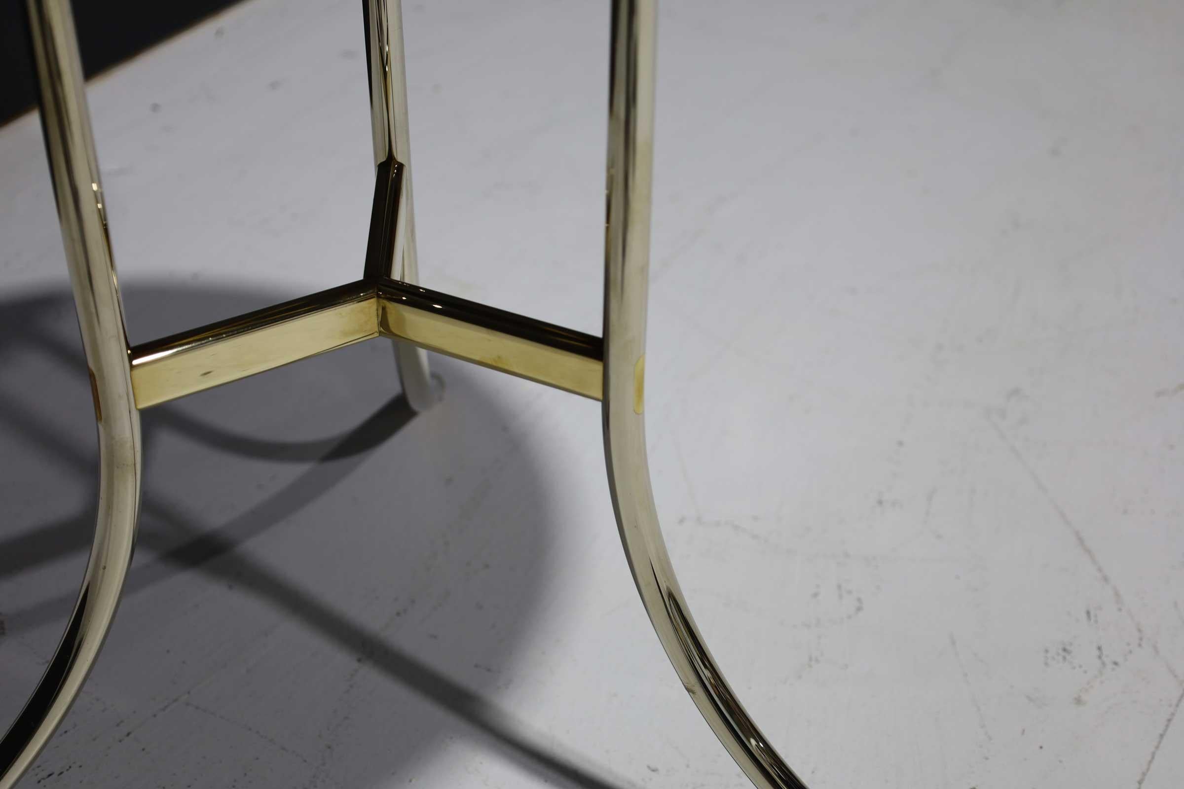 20th Century Cedric Hartman Polished Steel and Brass Side Table with Black Granite Top For Sale