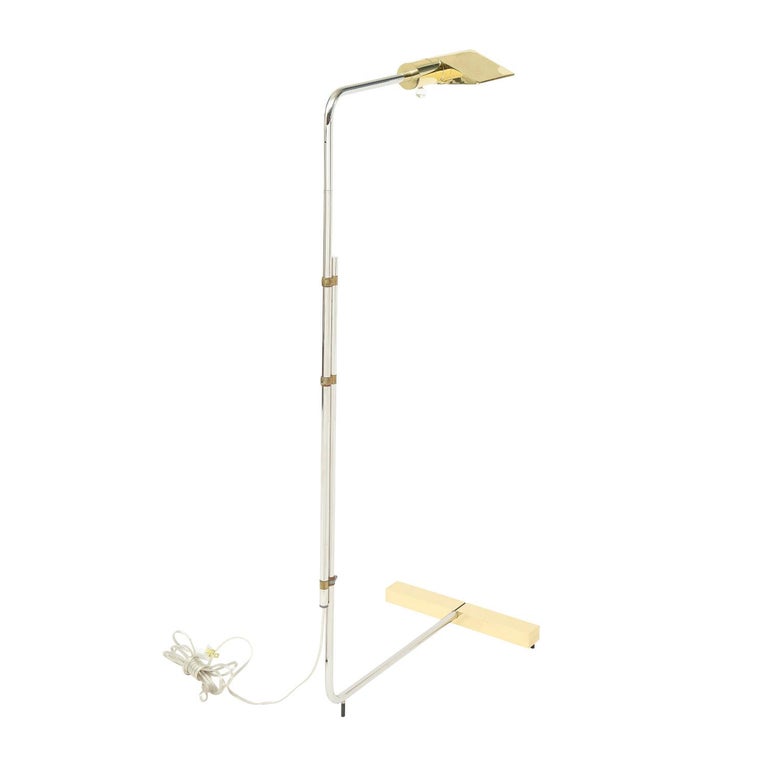 American Cedric Hartman Reading Lamp in Chrome and Brass 1980s 'Signed' For Sale