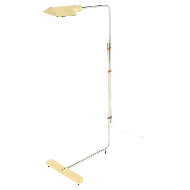 Cedric Hartman Reading Lamp in Chrome and Brass 1980s 'Signed' For Sale