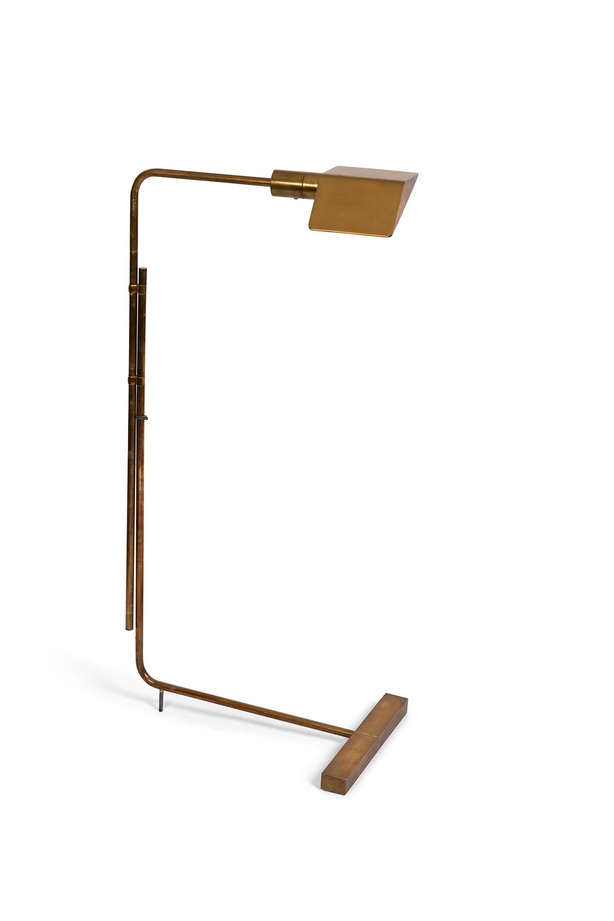 American Cedric Hartman Satin Brass Adjustable Floor Lamp