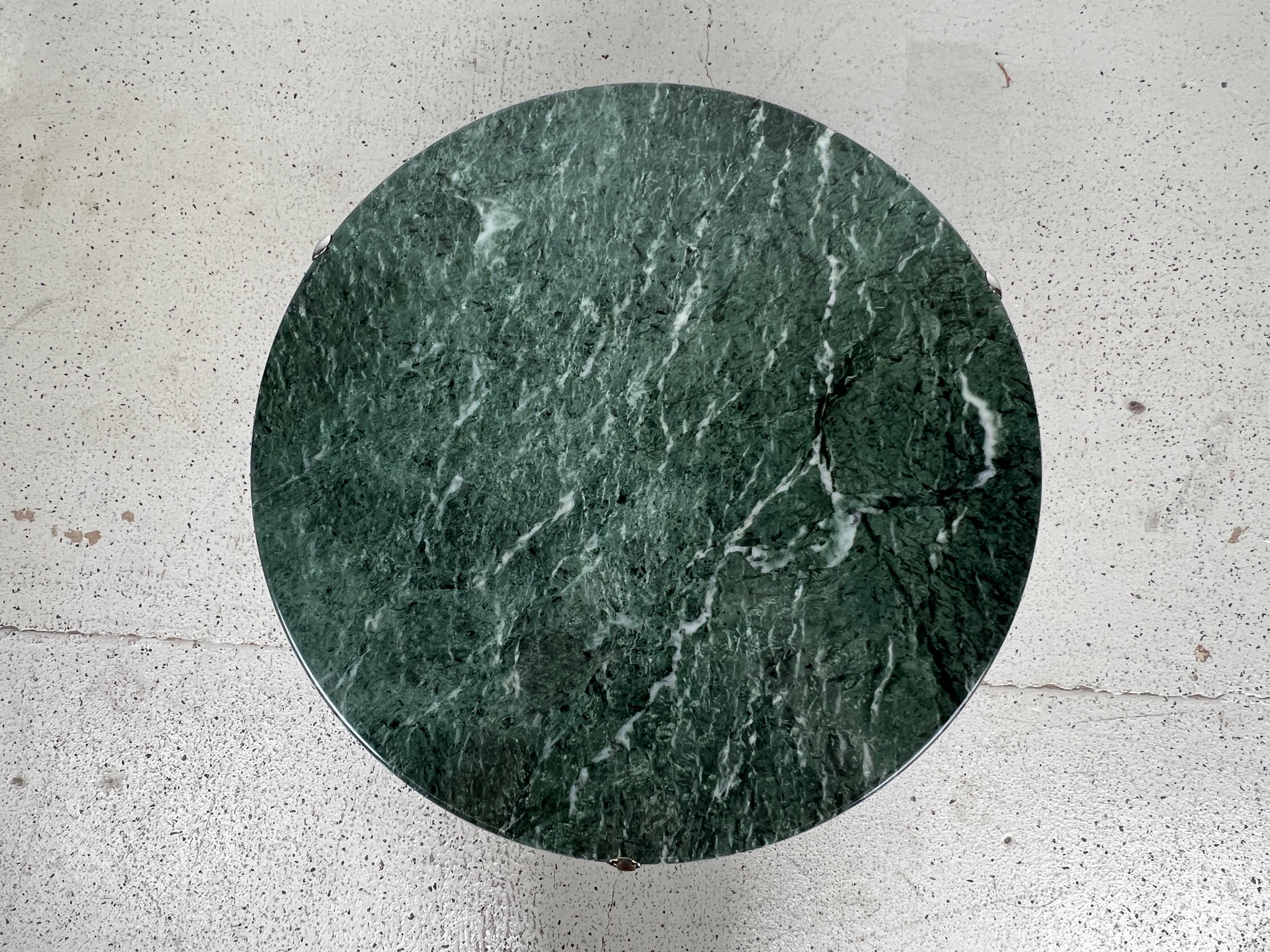 Cedric Hartman Side Table in Chrome and Green Marble  For Sale 4