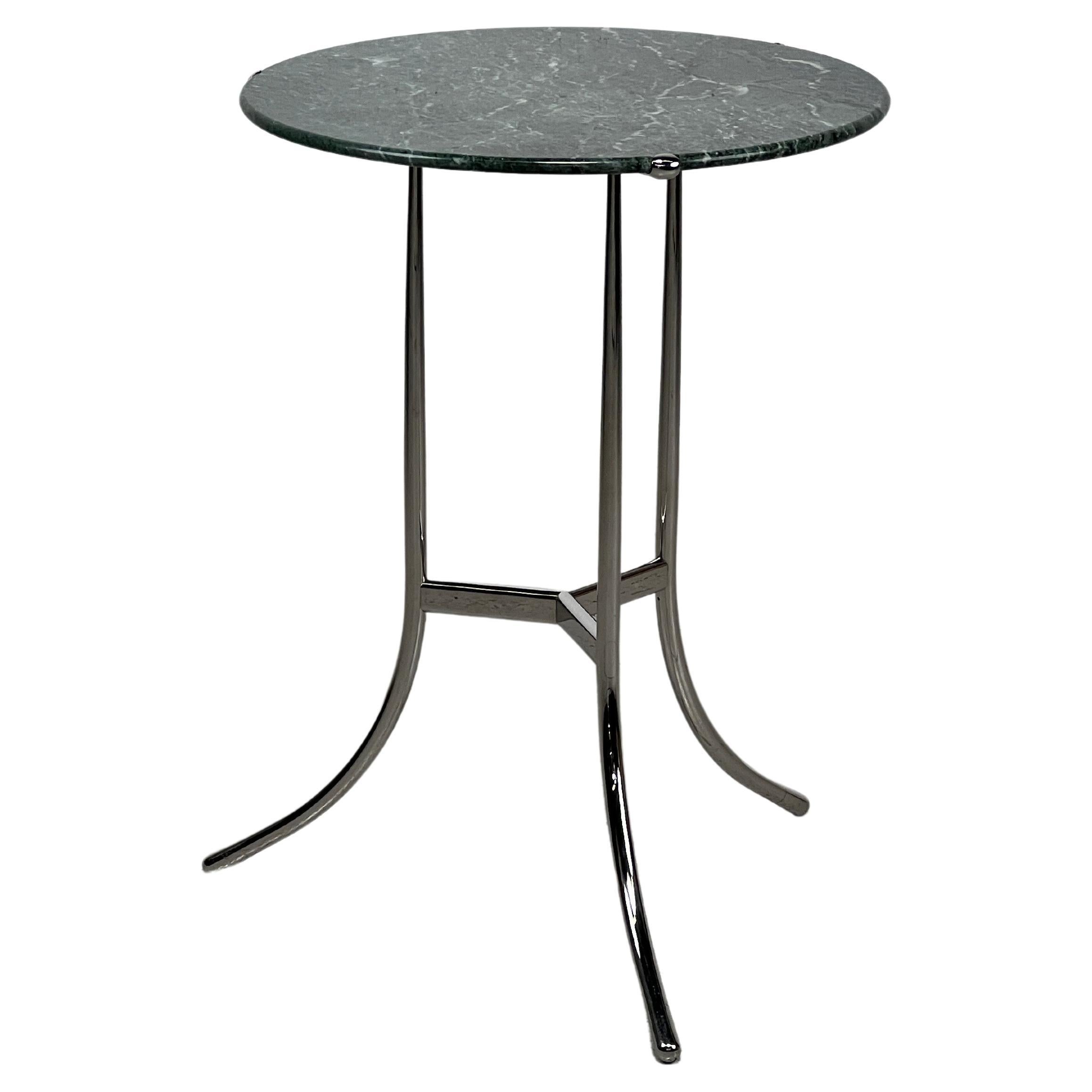 Cedric Hartman Side Table in Chrome and Green Marble  For Sale