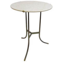 Cedric Hartman Side Table in Crema Marble and Brass