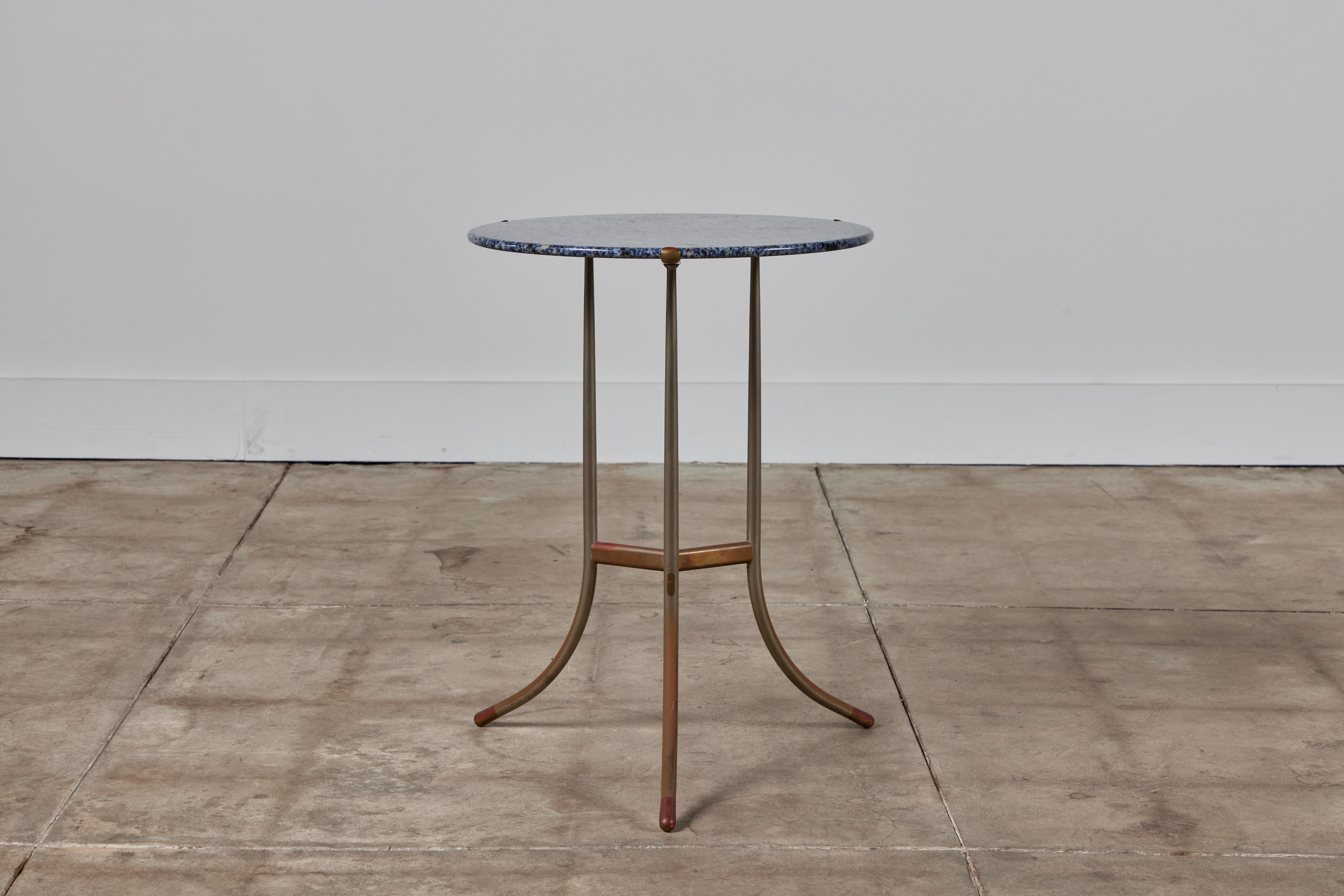 American Cedric Hartman Side Table with Blue Granite Top For Sale