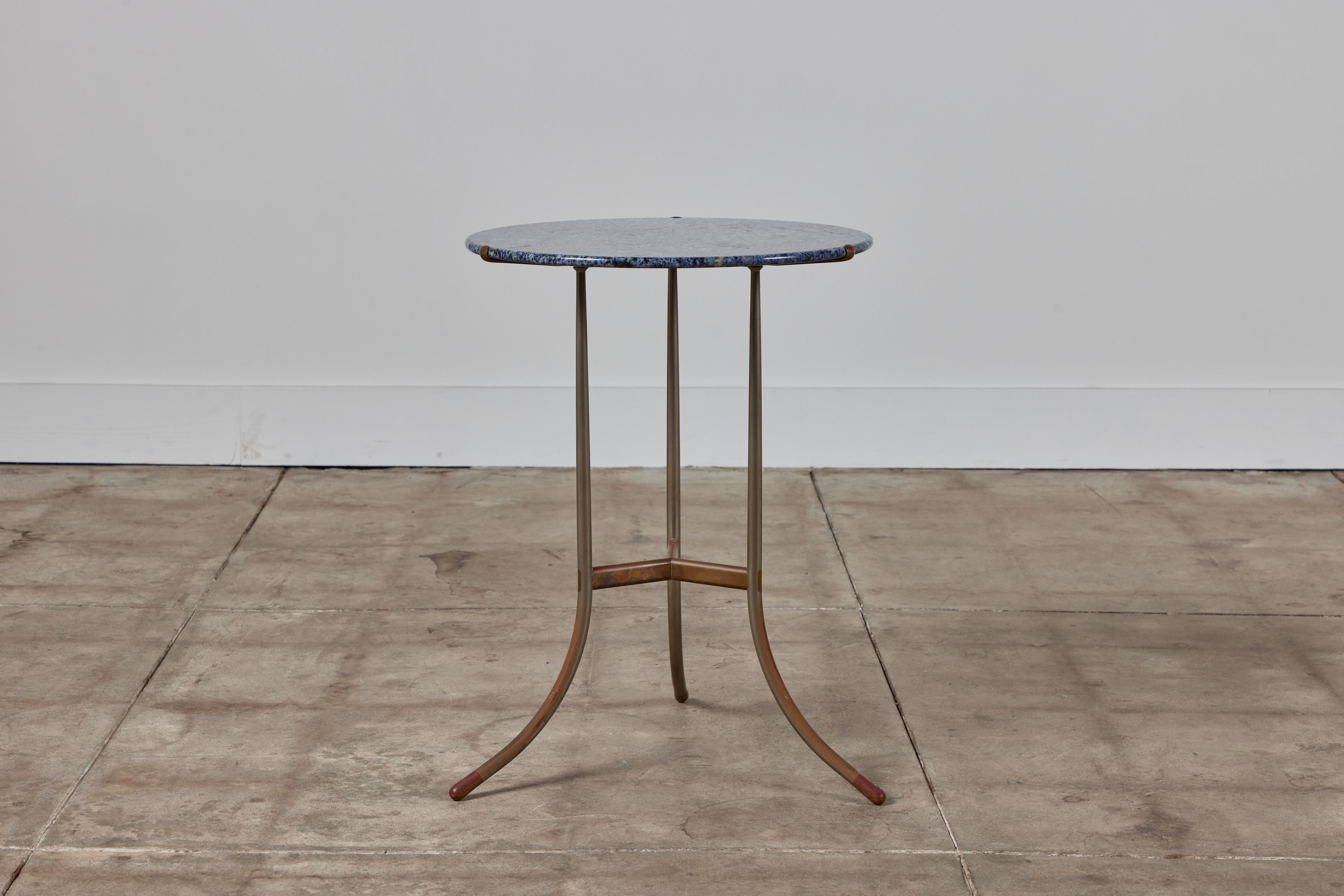 Cedric Hartman Side Table with Blue Granite Top In Good Condition For Sale In Los Angeles, CA