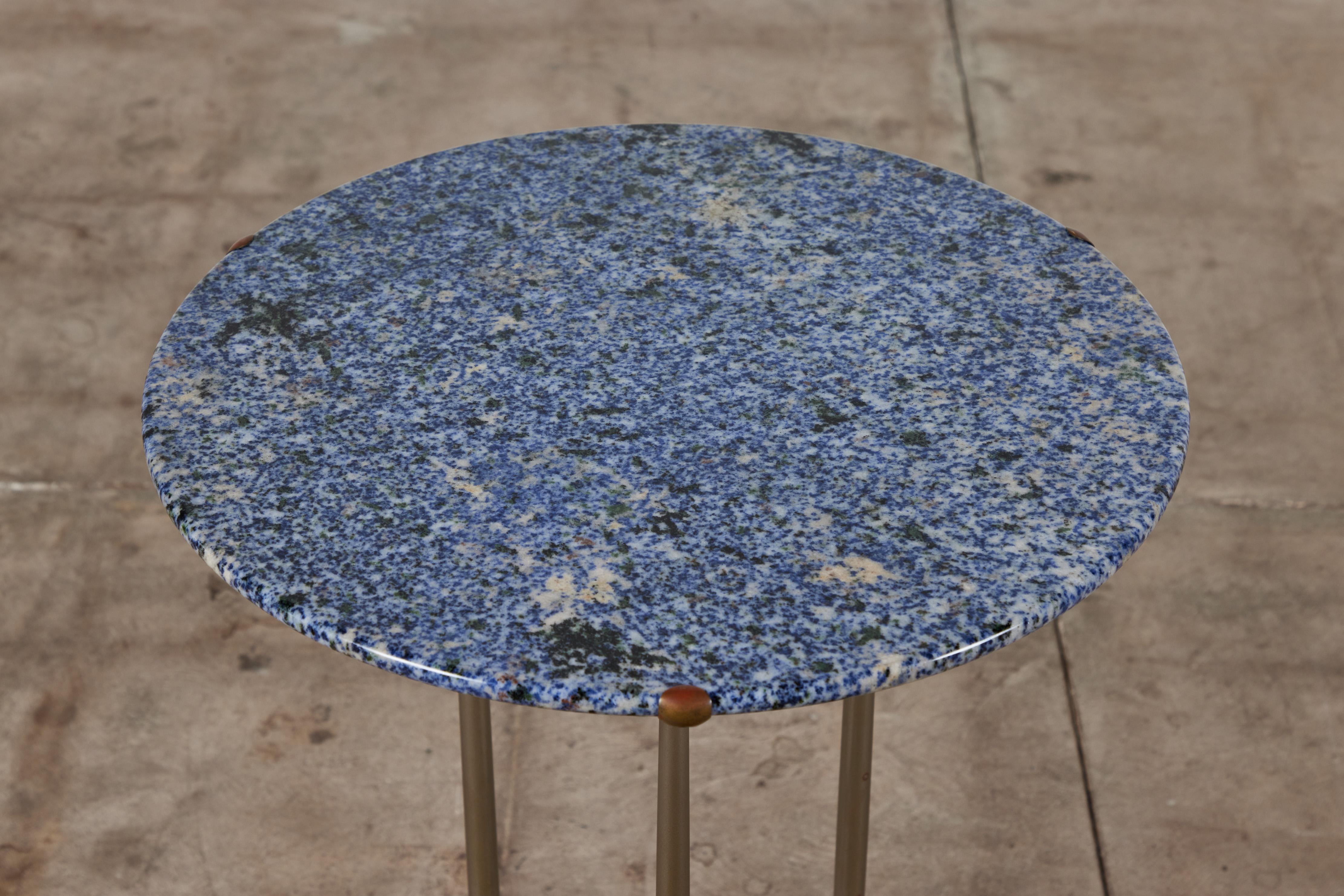 Late 20th Century Cedric Hartman Side Table with Blue Granite Top For Sale