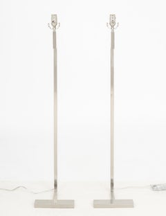 Lampade da terra cromate in stile Cedric Hartman, coppia