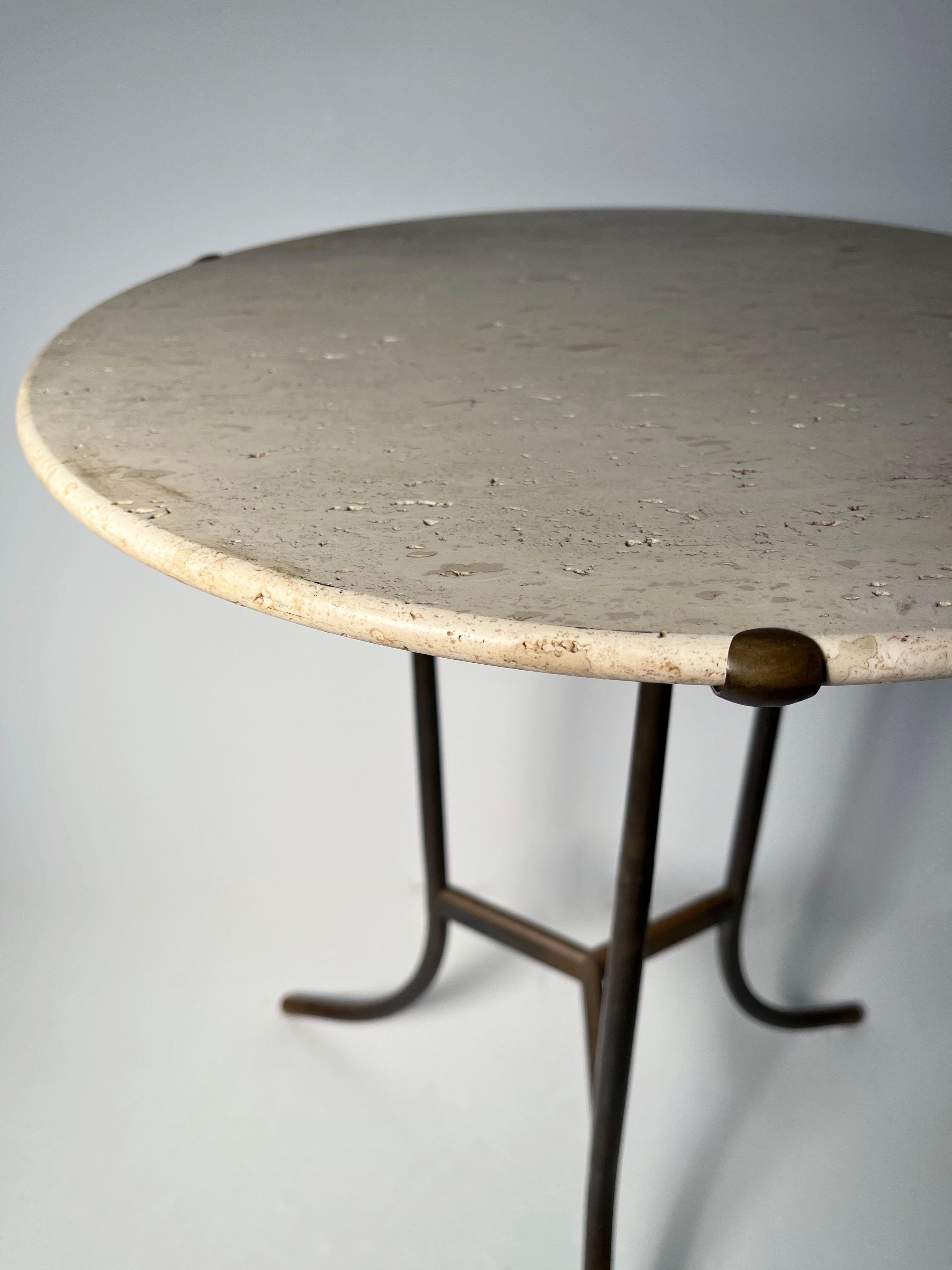 Mid-Century Modern Cedric Hartman Travertine Side Table For Sale