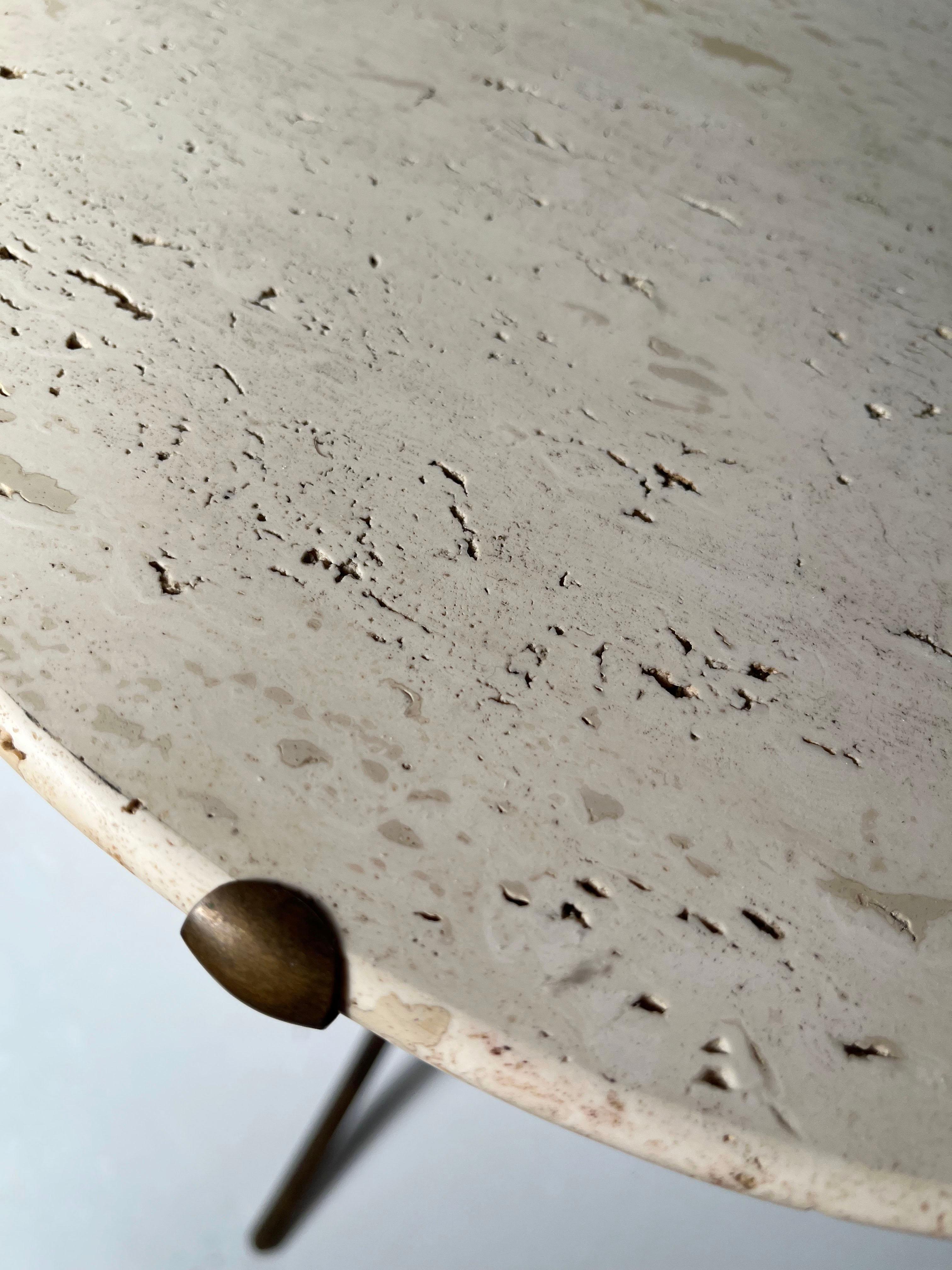American Cedric Hartman Travertine Side Table For Sale