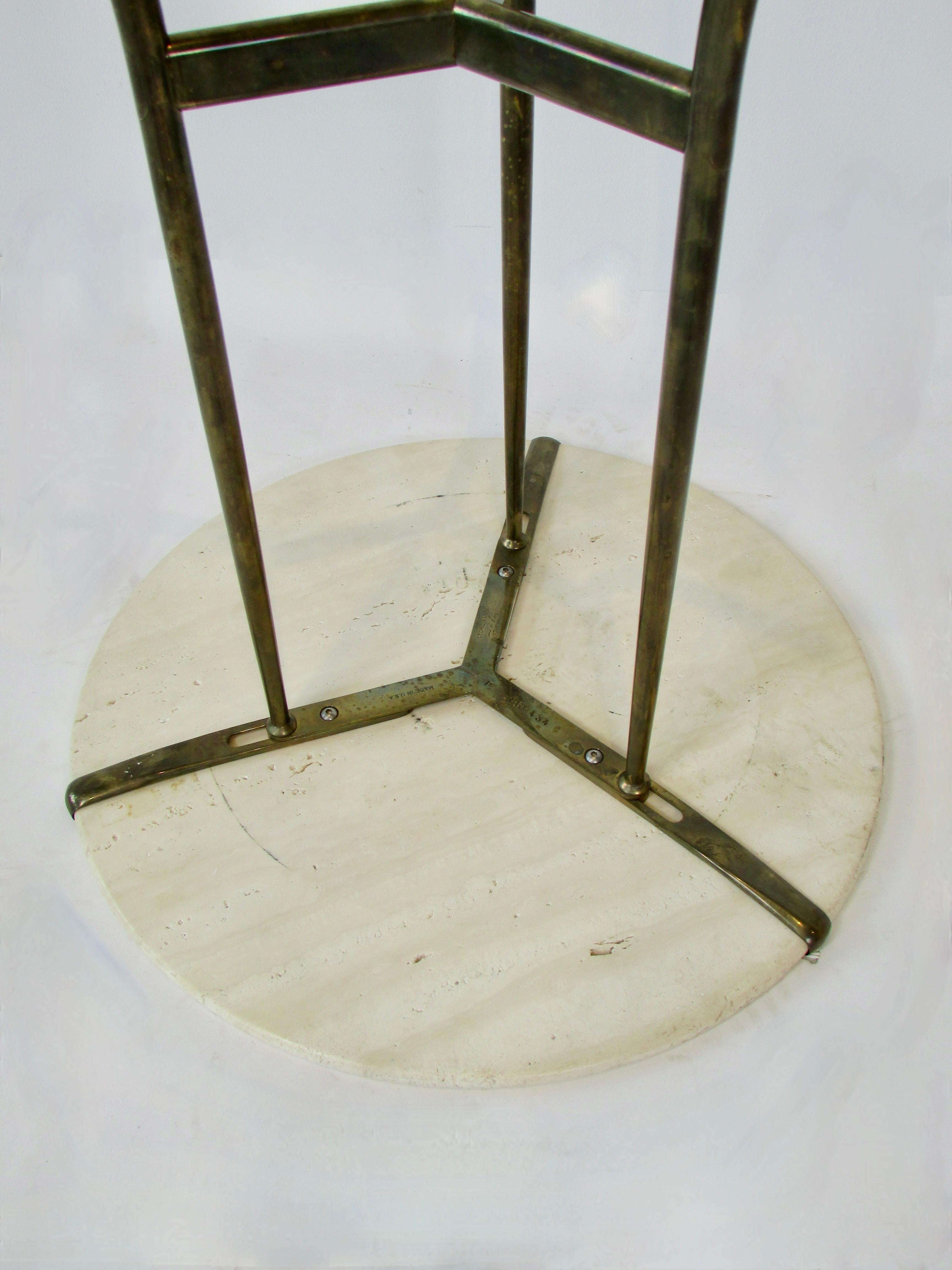 Cedric Hartman Travertine Top AE Side Table on Brass Base   For Sale 3