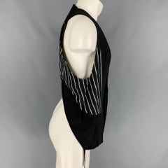 CEDRIC JACQUEMYN Size 36 Black White Stripe Ramie Linen Vest