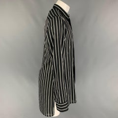 CEDRIC JACQUEMYN Size 38 Black White Stripe Cotton Silk Long Sleeve Shirt