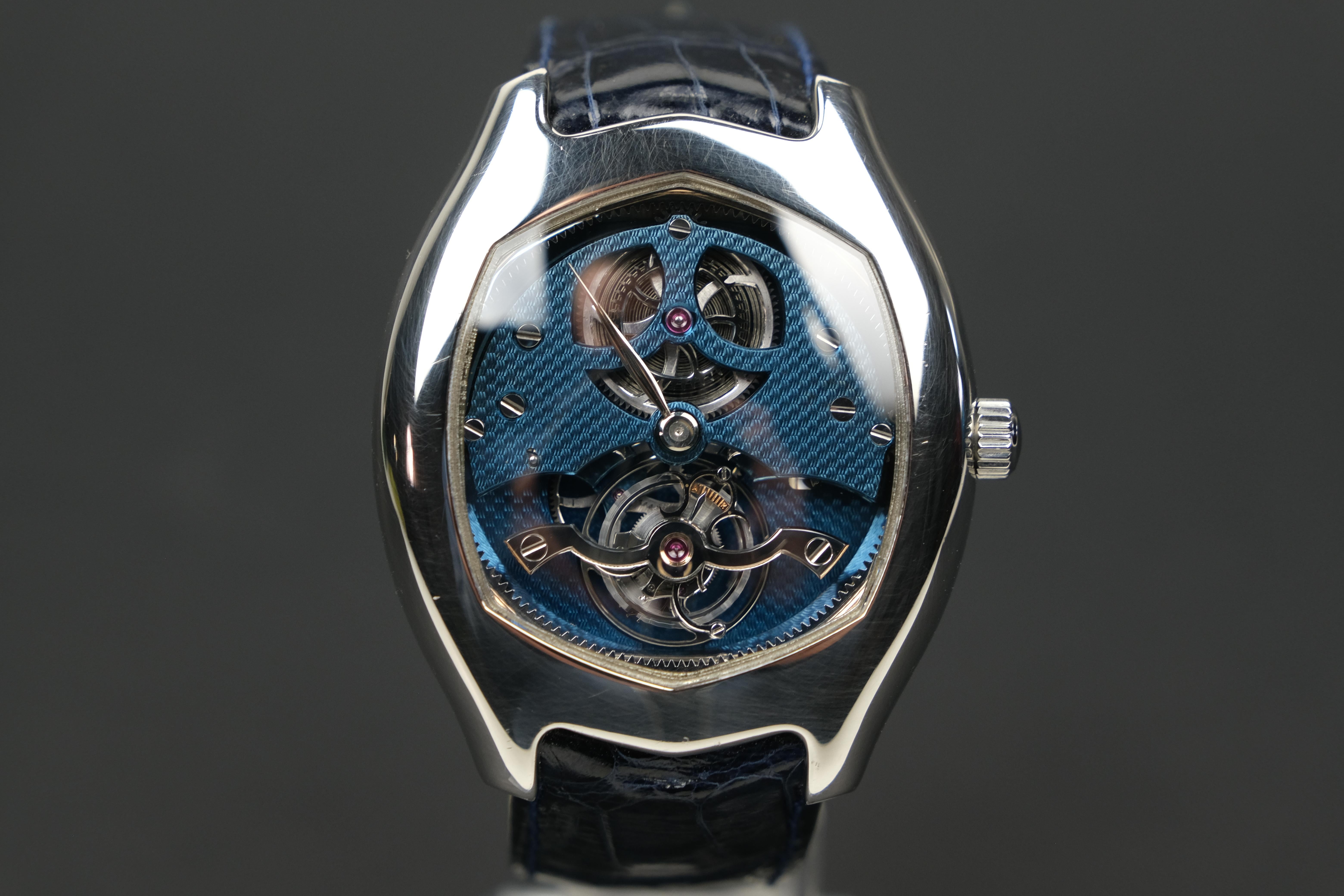 A cedric Johner Abyss Tourbillon wristwatch. A very rare platinum tourbillon that is made completely by hand by an independant Haute horology watchmaker in Geneva Switzerland. Cedric Johner makes and finishes the case and all movement parts by hand