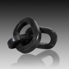 Black Marble “LIAISON” with 3 links, Hand Carved Marble Sculpture 