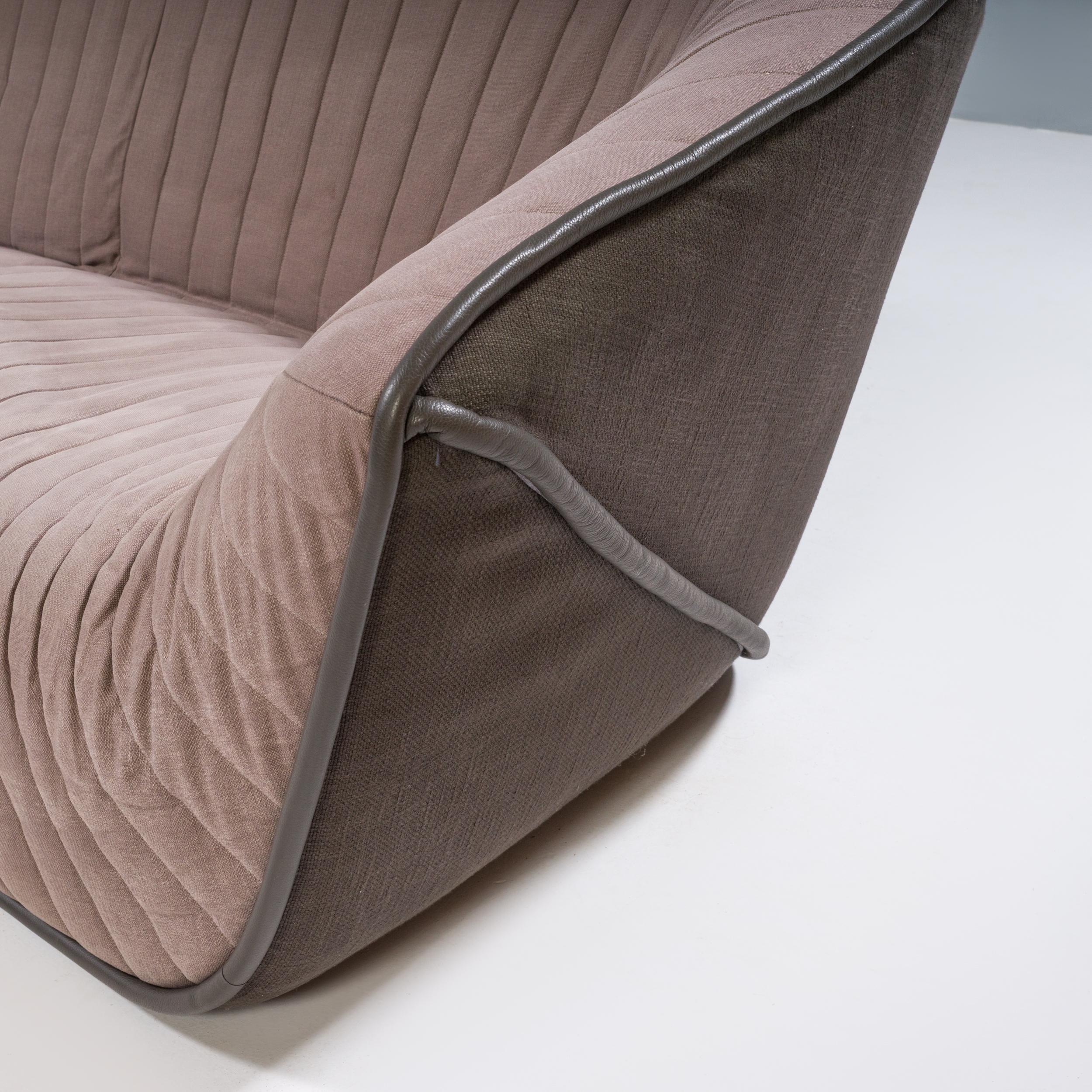 Modern Cédric Ragot for Roche Bobois Brown Nautil 3 Seat Sofa For Sale