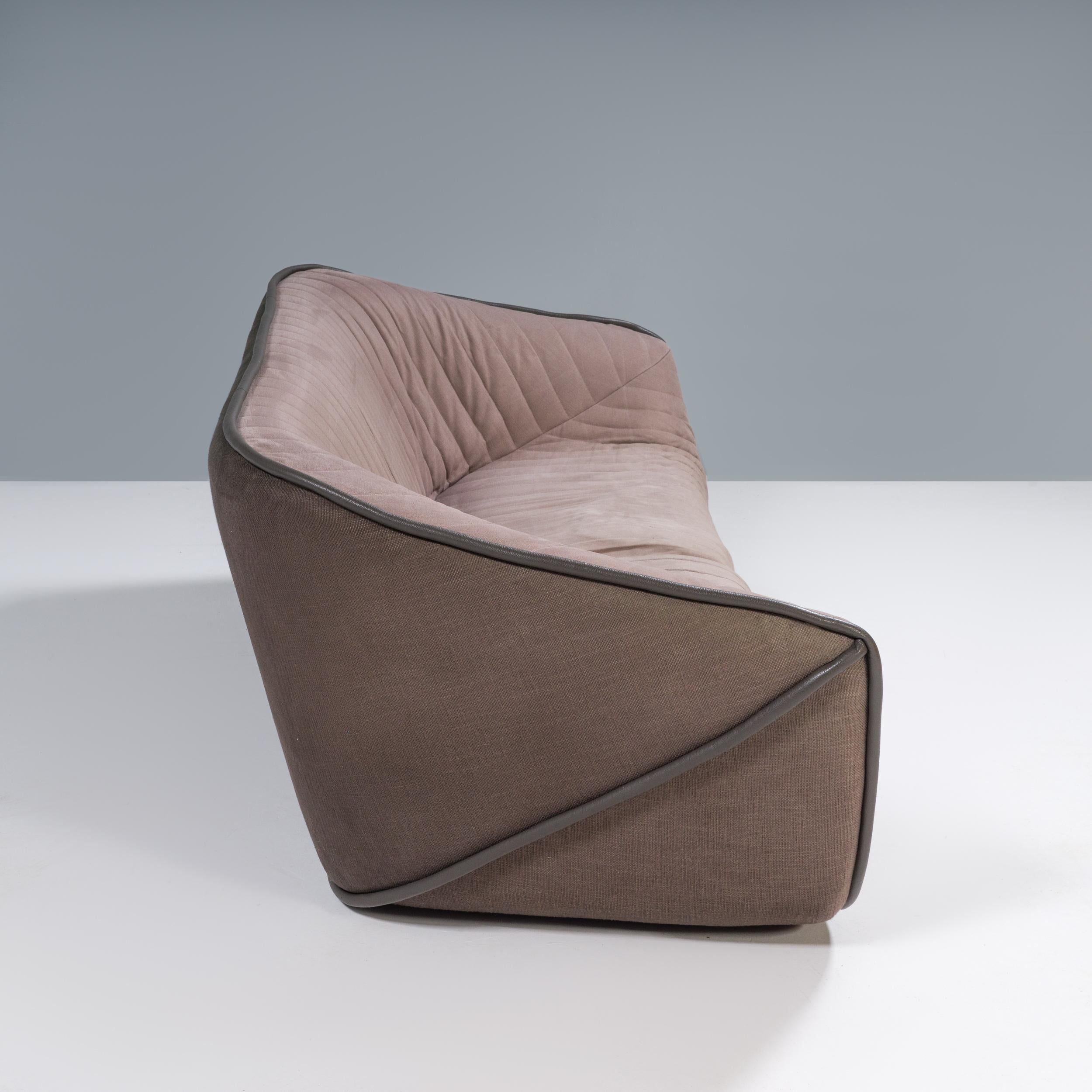 Cédric Ragot for Roche Bobois Brown Nautil 3 Seat Sofa In Good Condition For Sale In London, GB