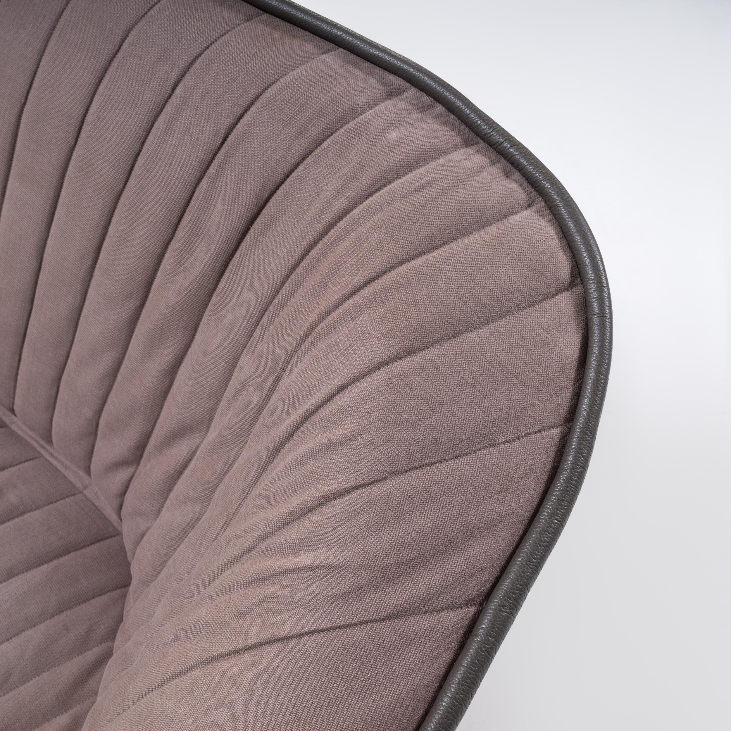 Fabric Cédric Ragot for Roche Bobois Brown Nautil 3 Seat Sofa For Sale