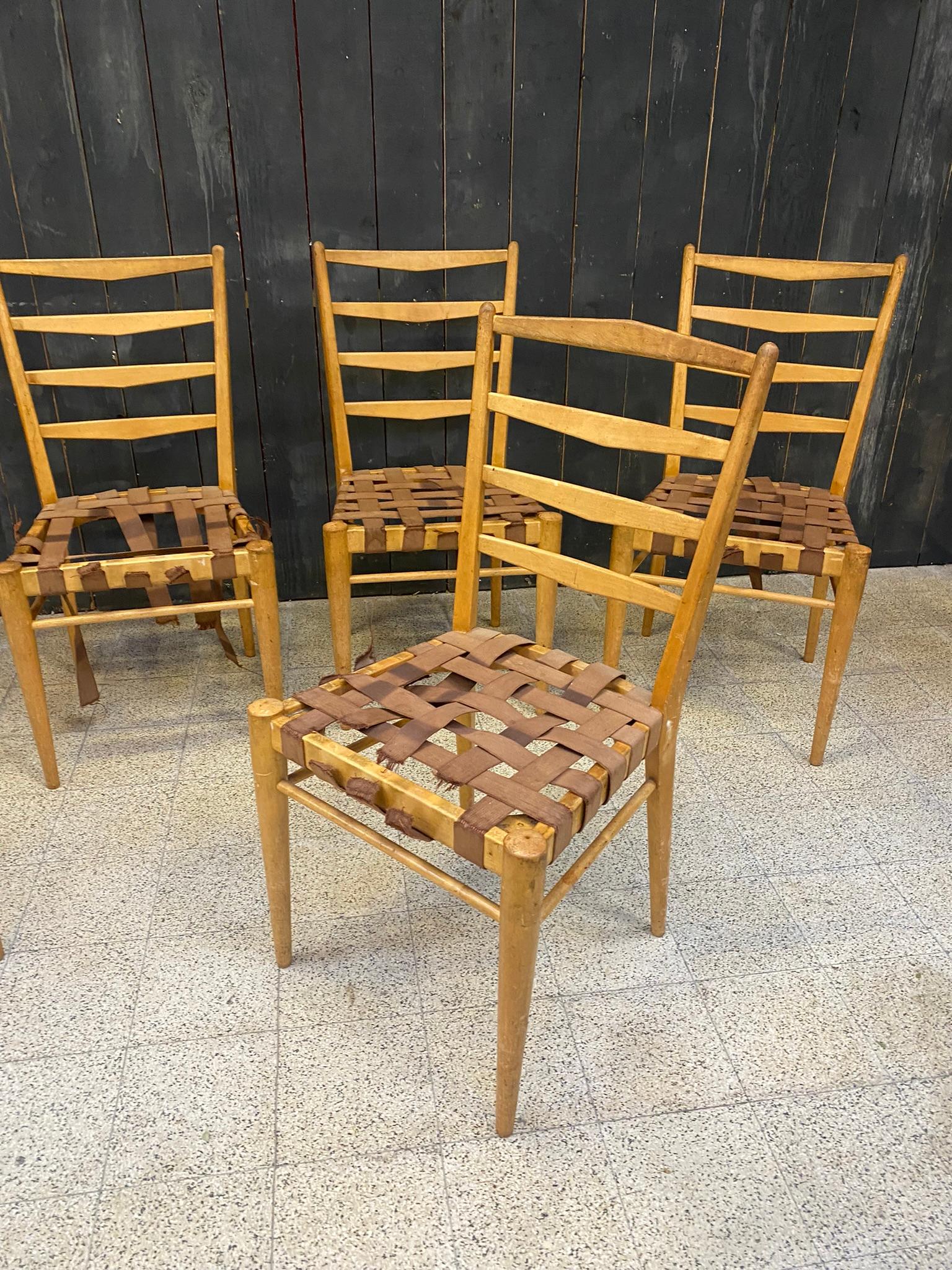 Milieu du XXe siècle Cees Braackman pour les Editions Pastoé, Ensemble de 6 chaises en vente