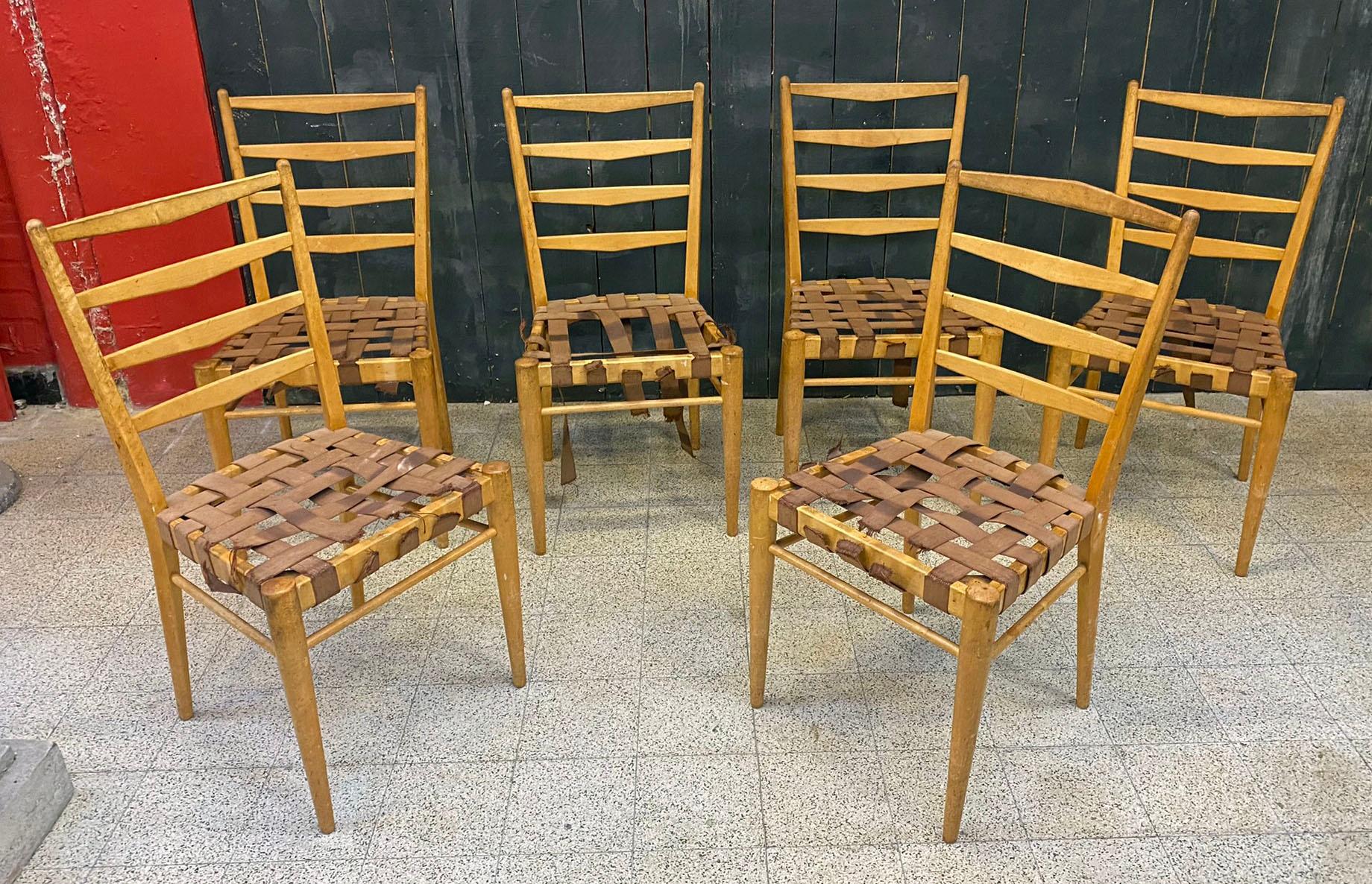 Cees Braackman for Editions Pastoé, Set of 6 Chairs For Sale 1
