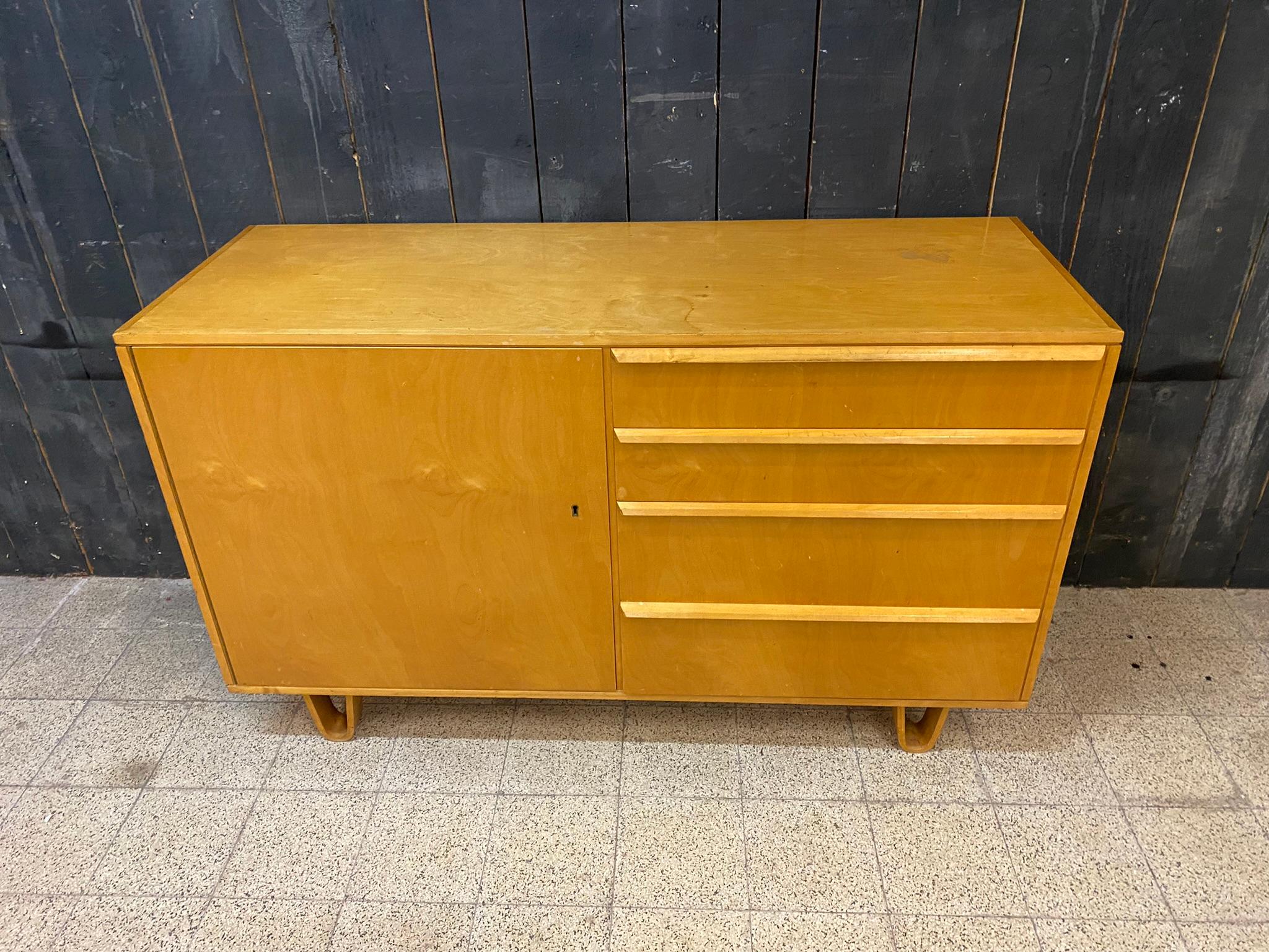 Birch Cees Braackman for Editions Pastoe Small Sideboard, circa 1950 For Sale